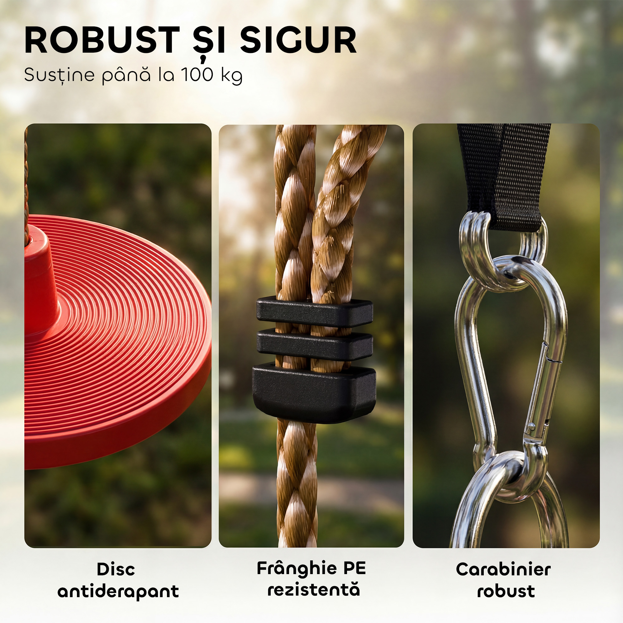  Franghie de Catarare pentru Copii 3-8 Ani cu Leagan cu Disc, Suporturi si Carabina, Joc pentru Copii din HDPE si PE, Rosu [4]