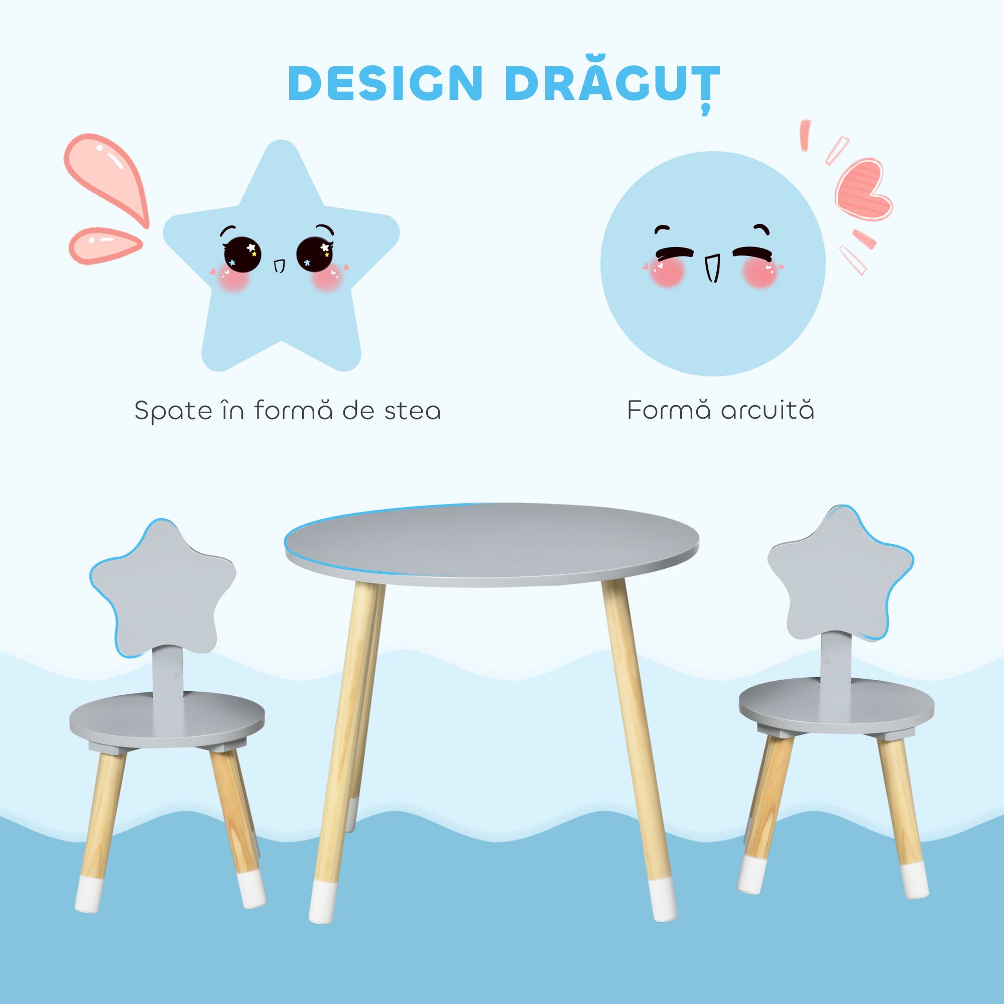  Set Masa si Scaun Copii - Lemn pentru Activitati & Teme [5]