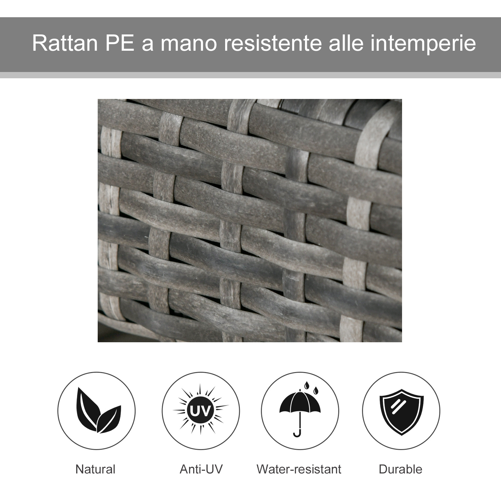  Set 2 Sezlonguri de Gradina in PE Rattan cu Perna Captusita Gri [7]