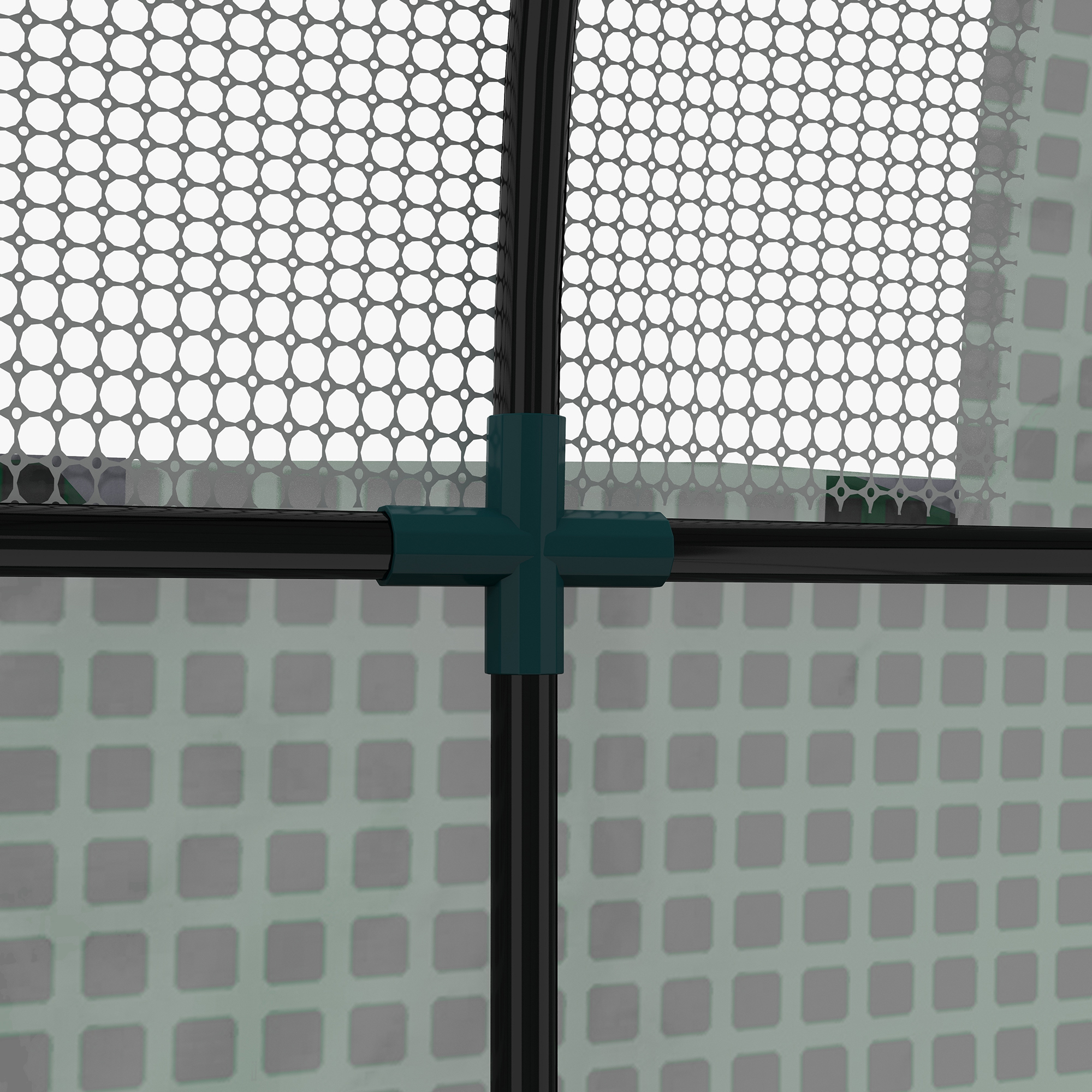  Sera Tip Tunel din Polietilena Cu Usi si Ferestre din Plasa, Cort cu Capac din PE si Cadru de Otel, Verde 1,8x1,8x2 m [8]