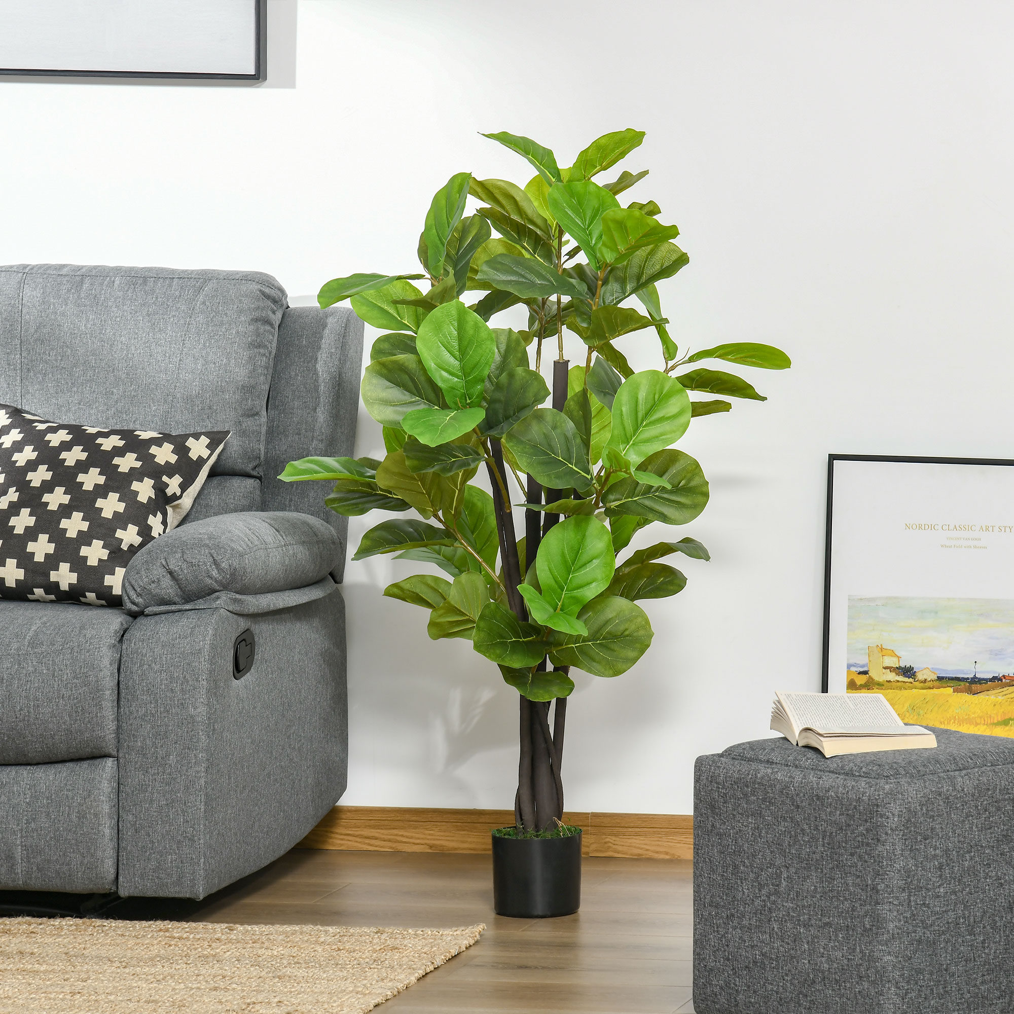  Ficus Artificial 130 cm de Interior si Exterior, Planta Artificiala cu efect Realist cu 78 de Frunze [1]