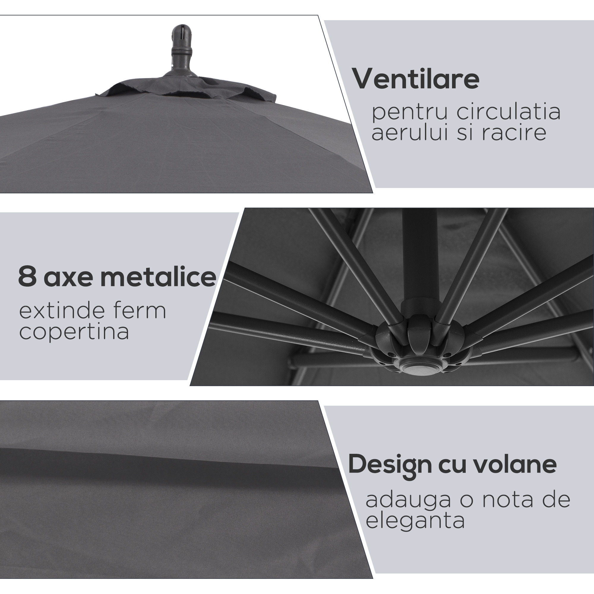  Umbrela pentru Gradina Brat Deluxe Inclinabila cu Manivela, Φ3m [5]