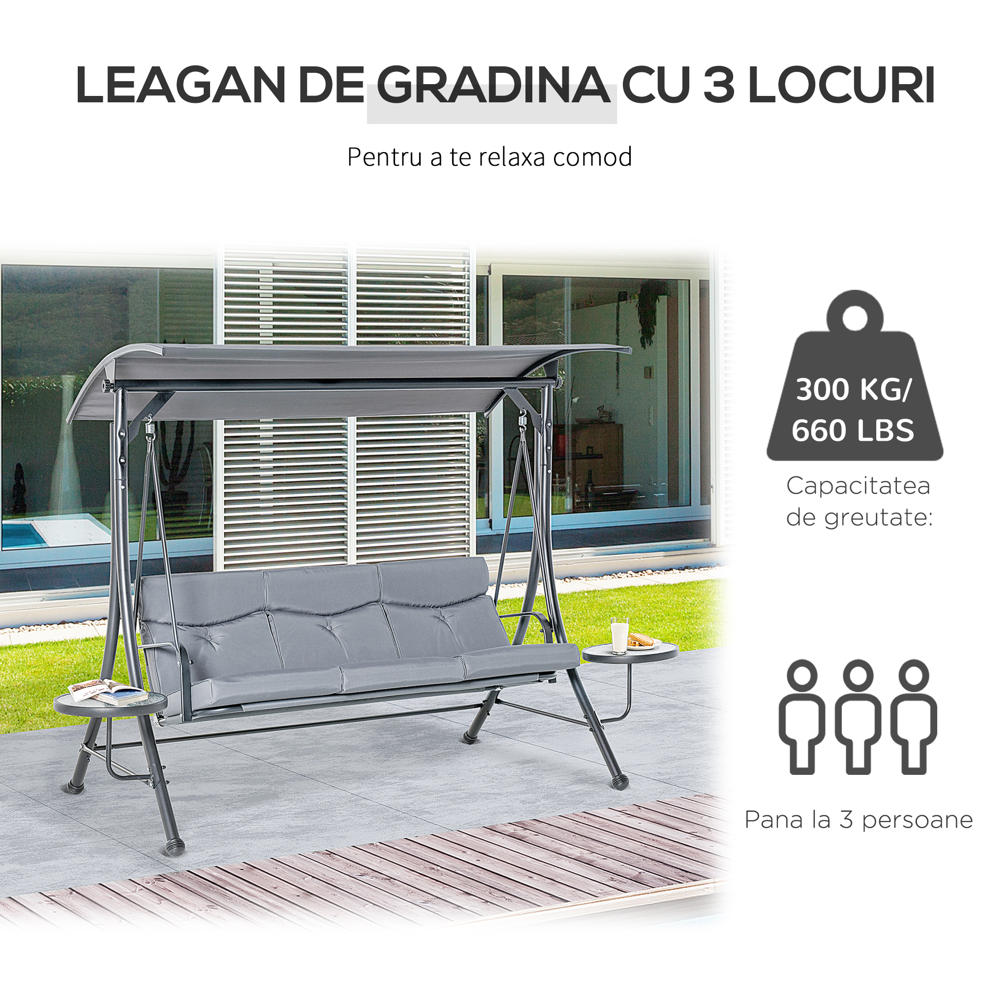  Balansoar cu 3 scaune de gradina sau balcon cu acoperis si 2 mese de cafea [6]