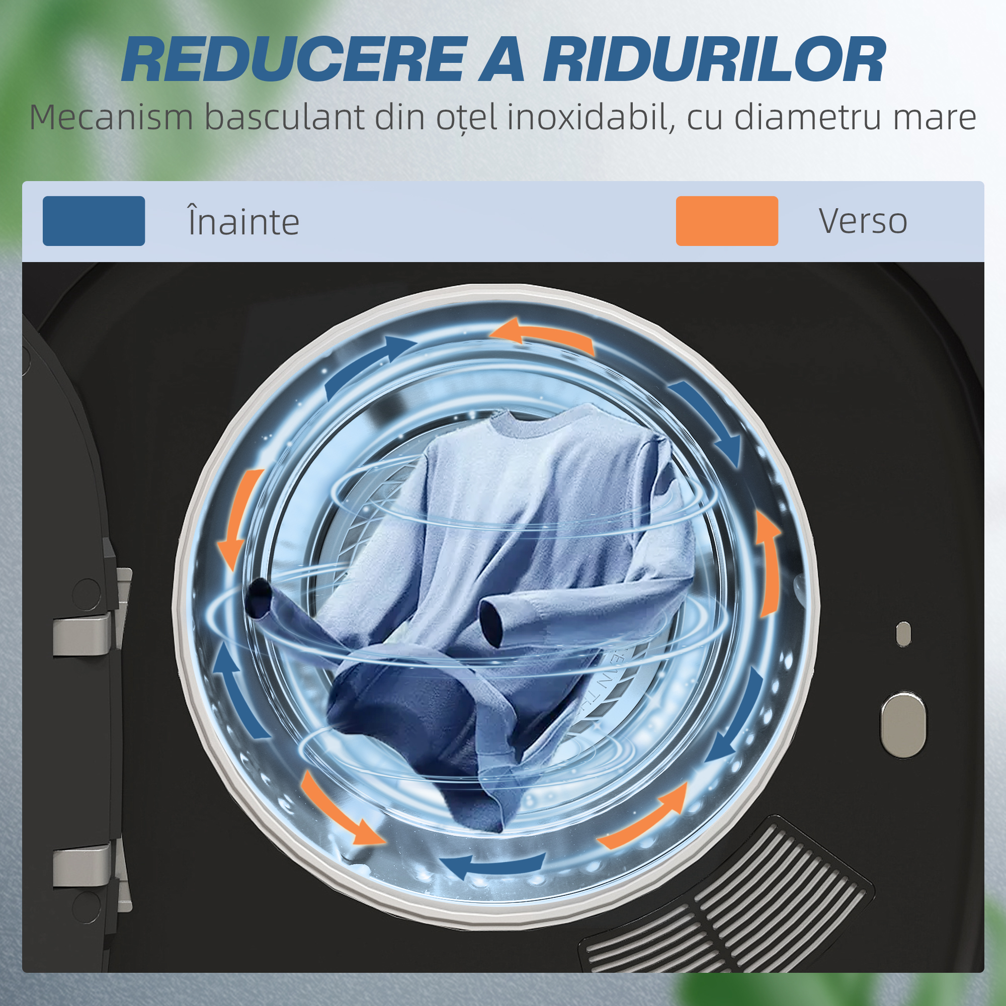  Uscator cu Aer, Capacitate 4kg, Timer si Program Smart, din Otel Inoxidabil si ABS, 48x40x56 cm, Negru [5]