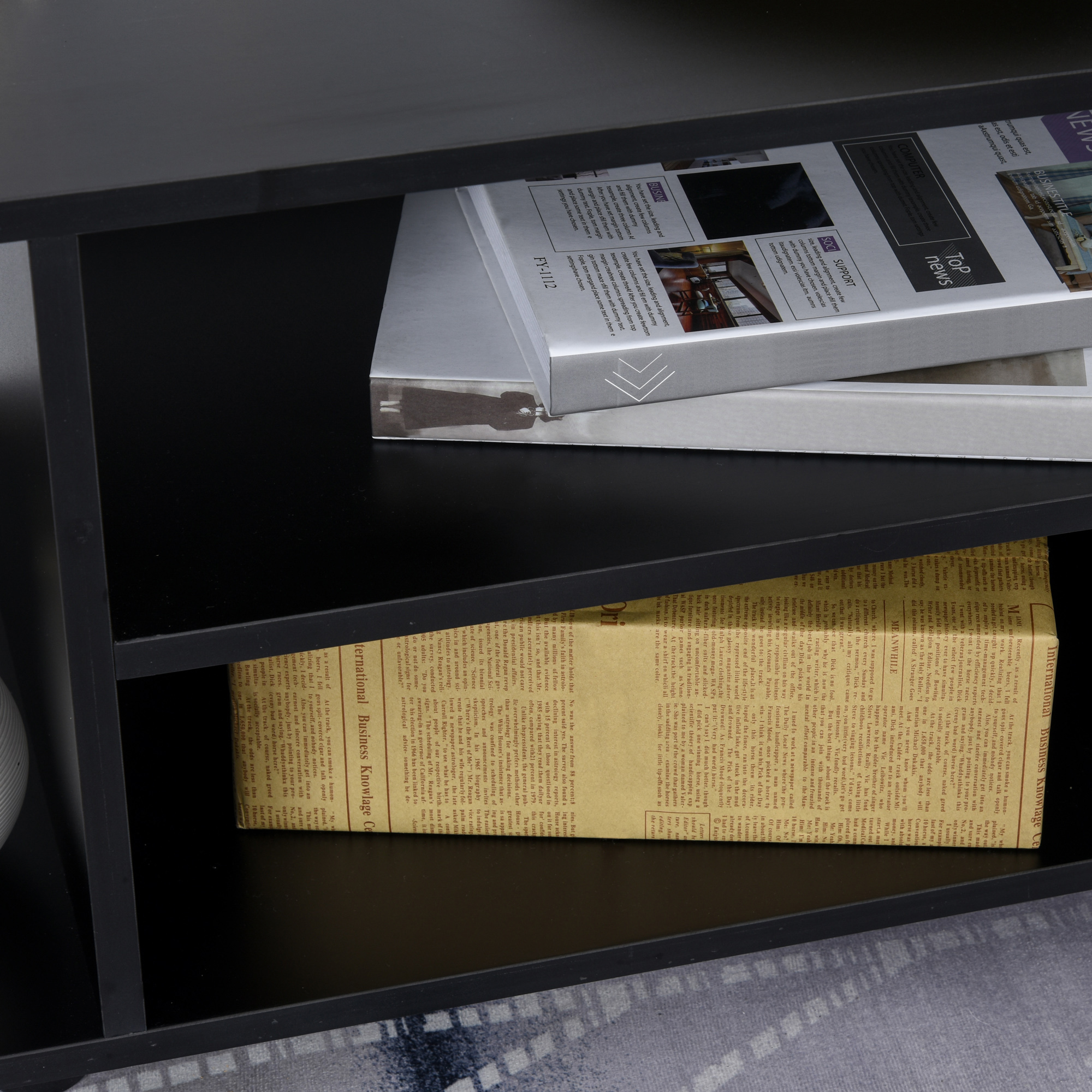  Mobilier Pentru Tv in Lemn cu Roti, Negru,40x40x80cm [8]