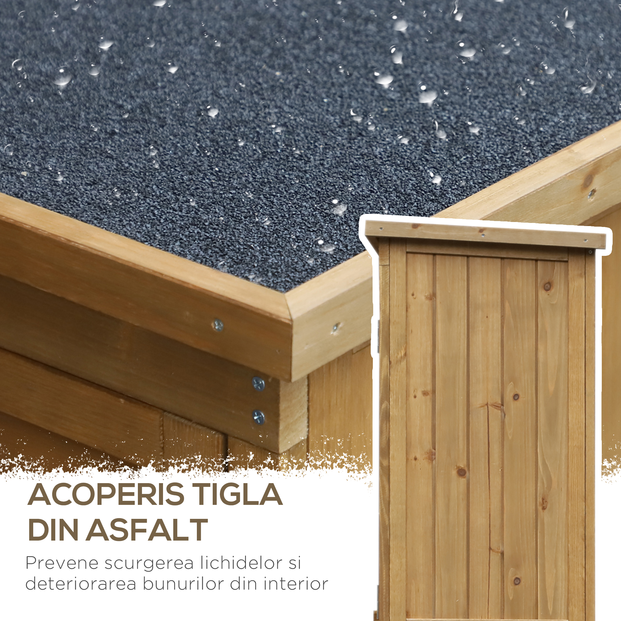  Casuta de Gradina din Lemn cu Acoperis Impermeabil si 3 Rafturi, 87x46,5x160 cm, Lemn [4]