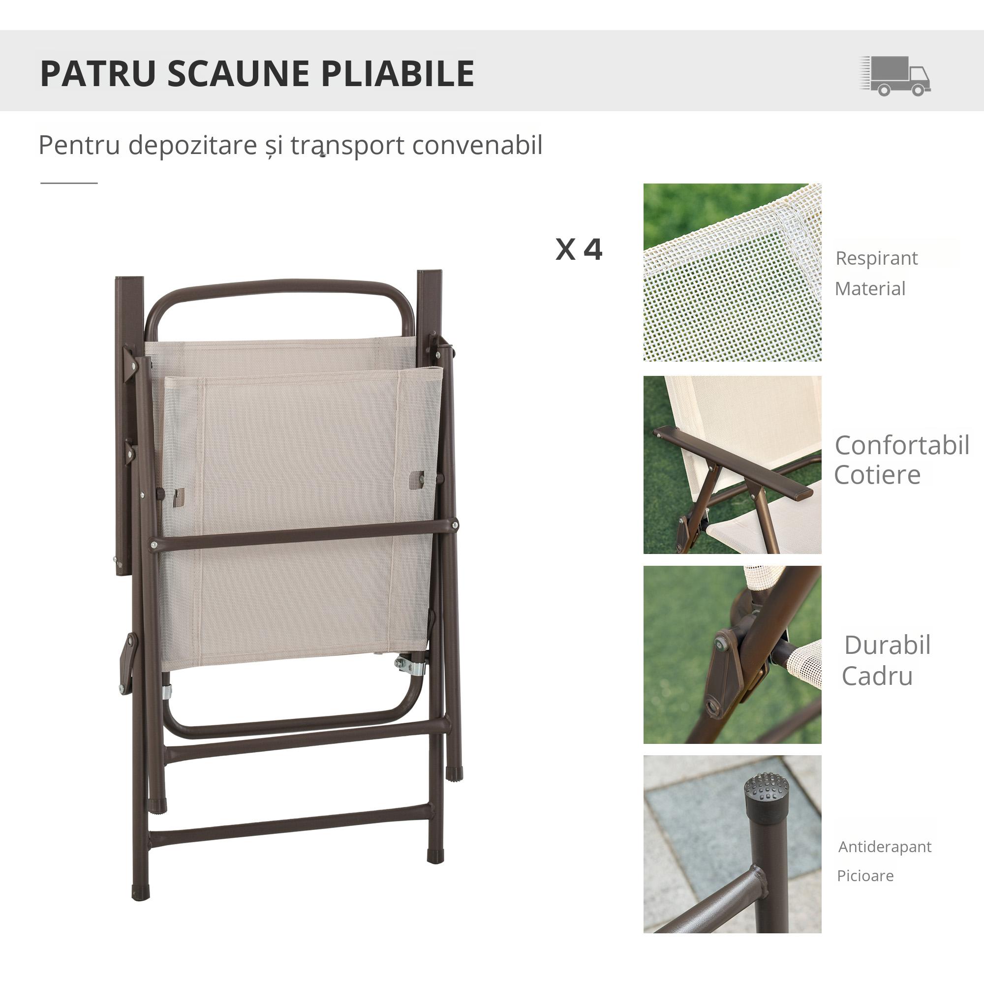  Set Mobilier de Gradina cu Tuburi Otel 6 bucati, crem [6]