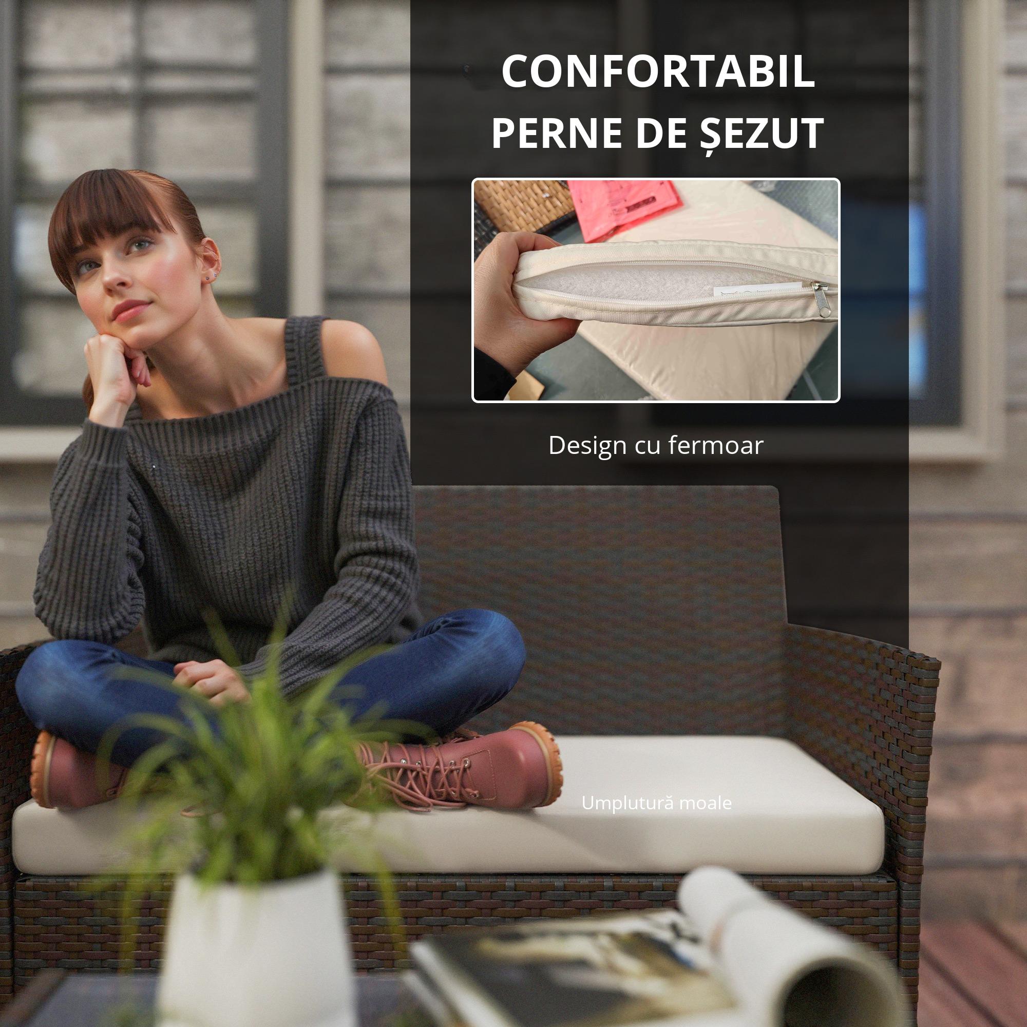  Set Mobilier de Gradina din 4 Piese cu Canapea, 2 Fotolii si Masuta de Cafea, 102x58x82 cm, Maro [5]