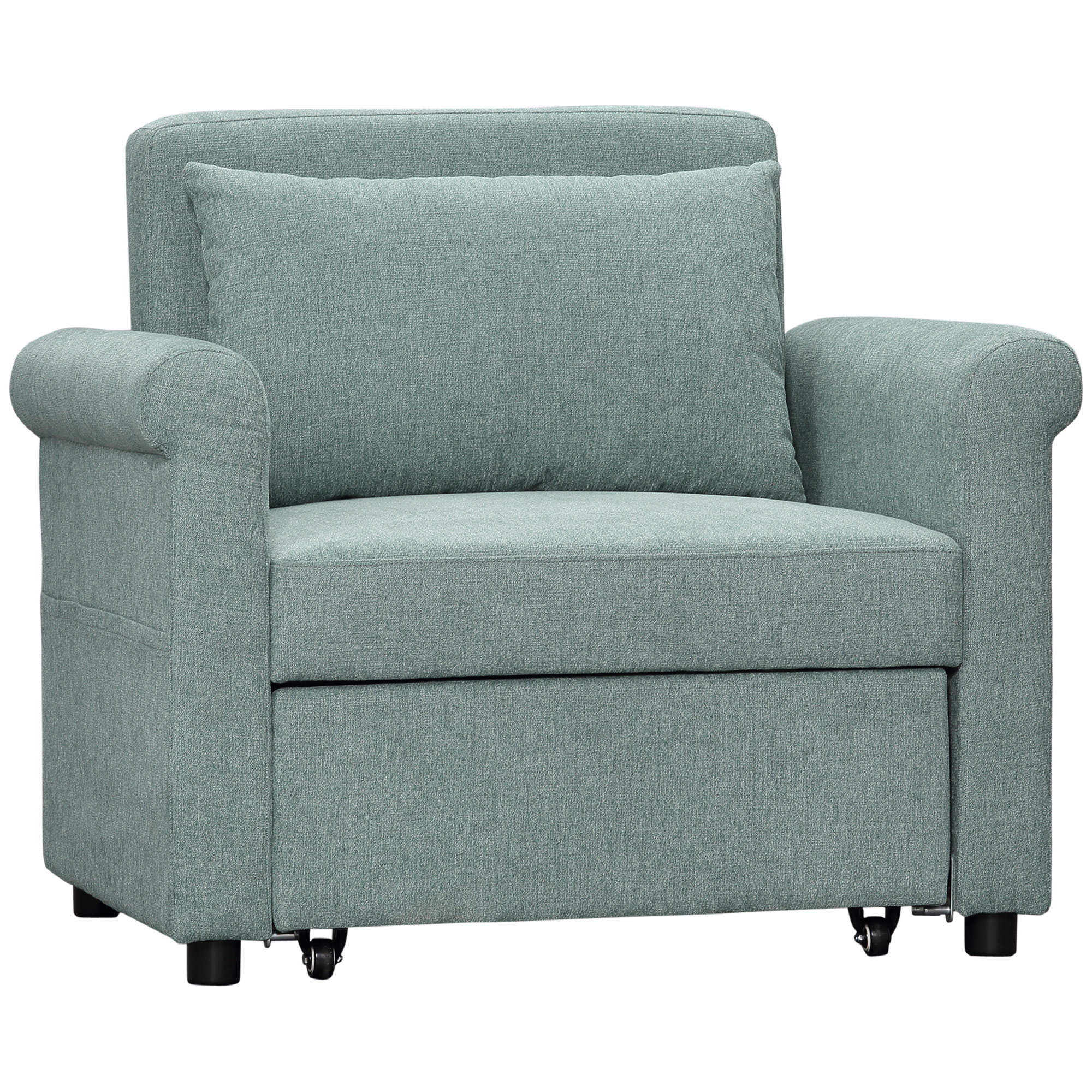 Bucatarie -  Fotoliu de un singur loc cu spatar reglabil in 4 pozitii, tesatura cu efect de lenjerie respirabila si sezut captusit, 96x84,5x87,5 cm, verde