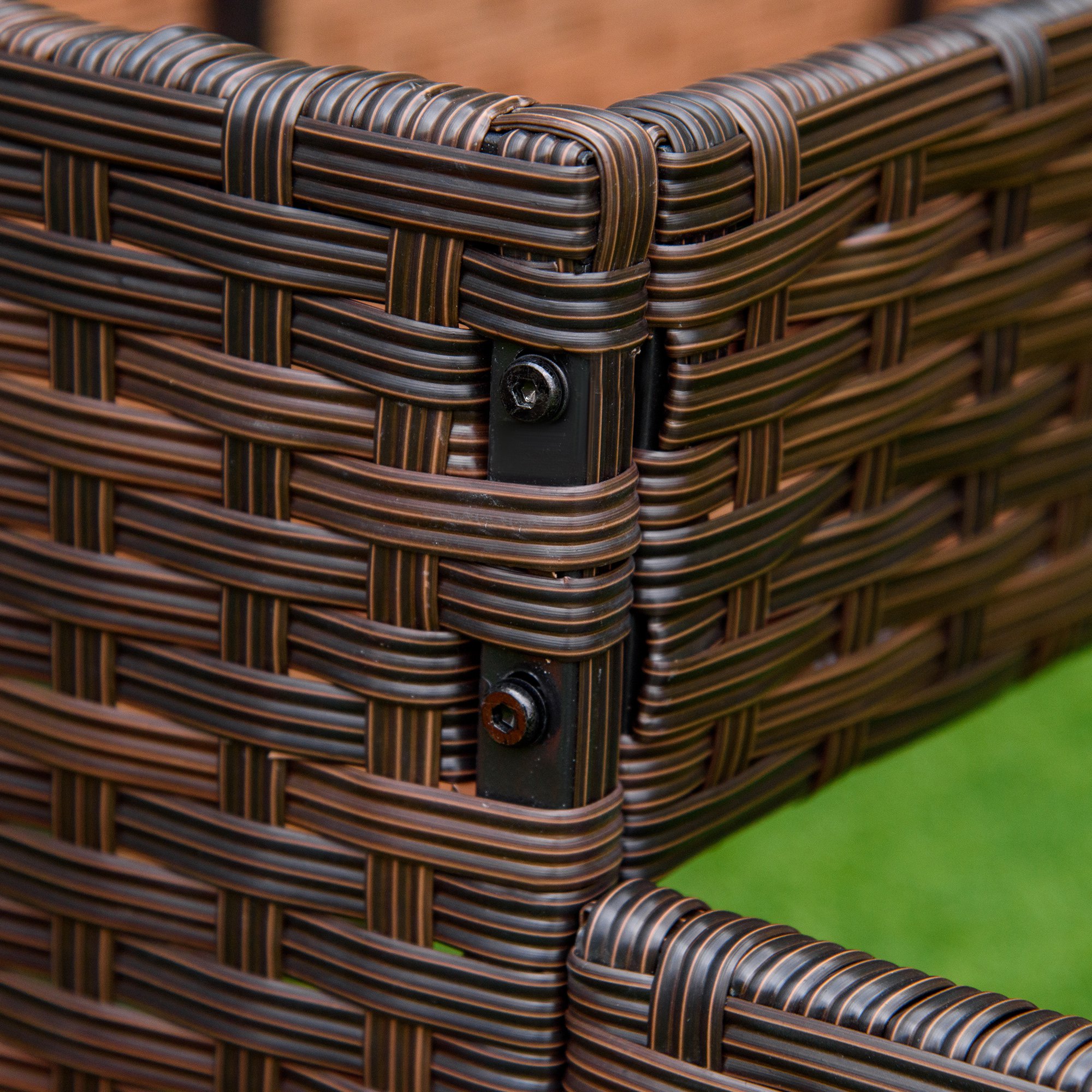  Pat de gradina inaltat cu 3 niveluri din ratan sintetic fara fund pentru plante si legume, 120x120x40cm, gri [7]