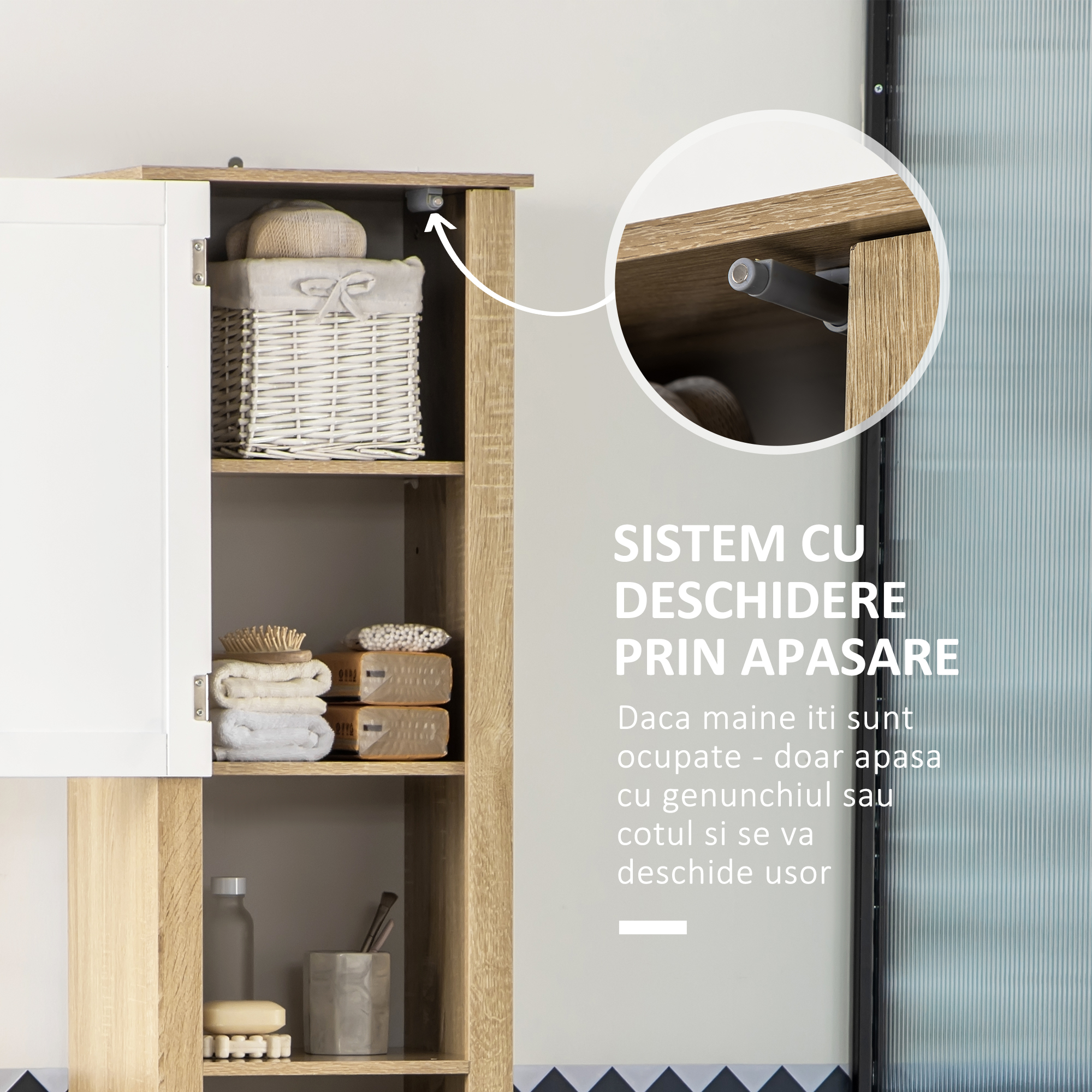  Dulap Baie inalt - Sertar & Rafturi Reglabile, Alb Elegant [4]