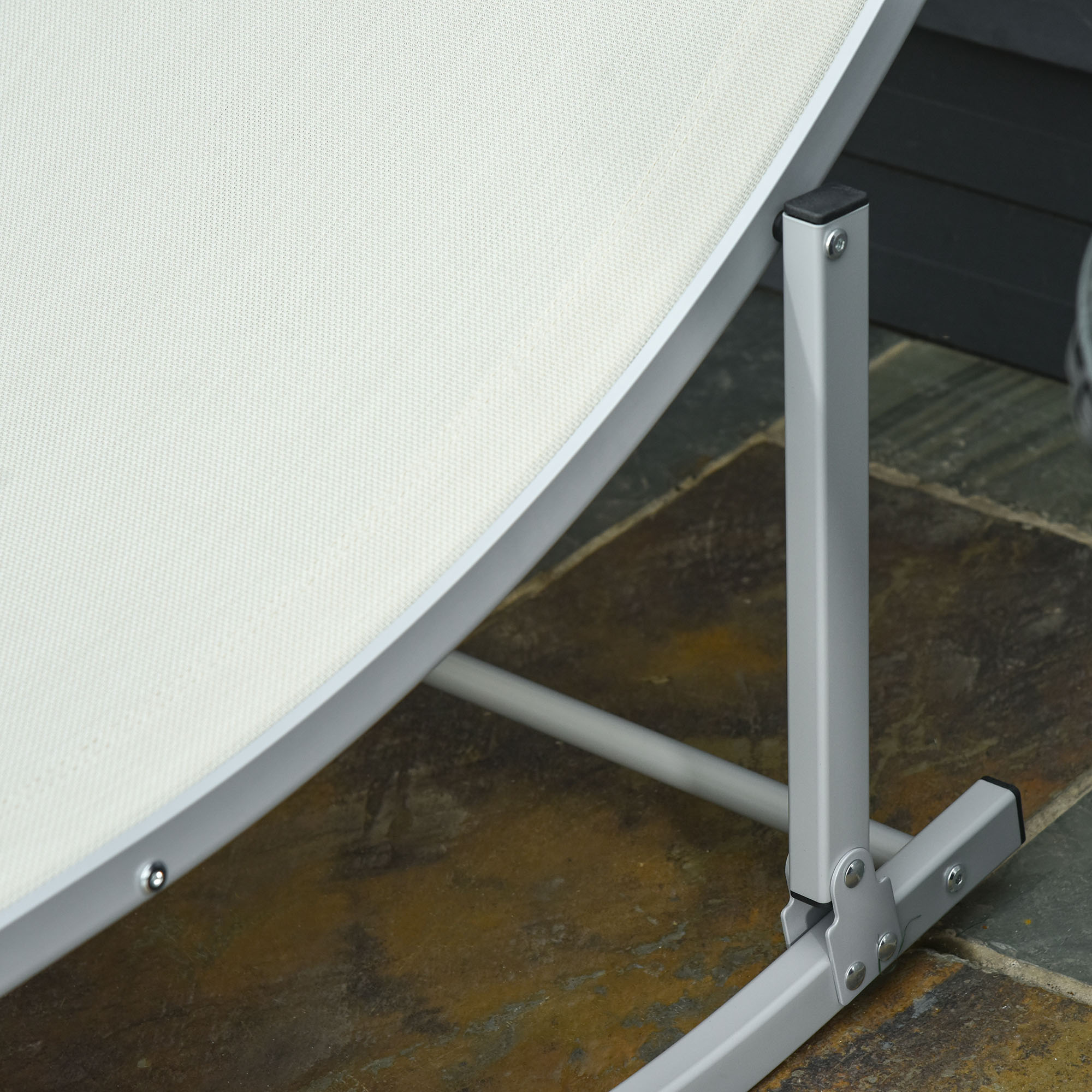  Set de 2 Sezlonguri de Gradina Pliabile din Aluminiu si Textilen Bej [8]