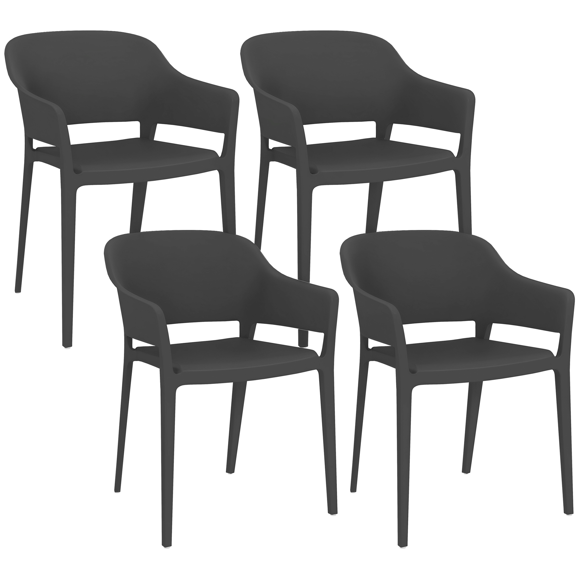 Gradina & balcon -  Scaune De Gradina 4 Bucati, Negru