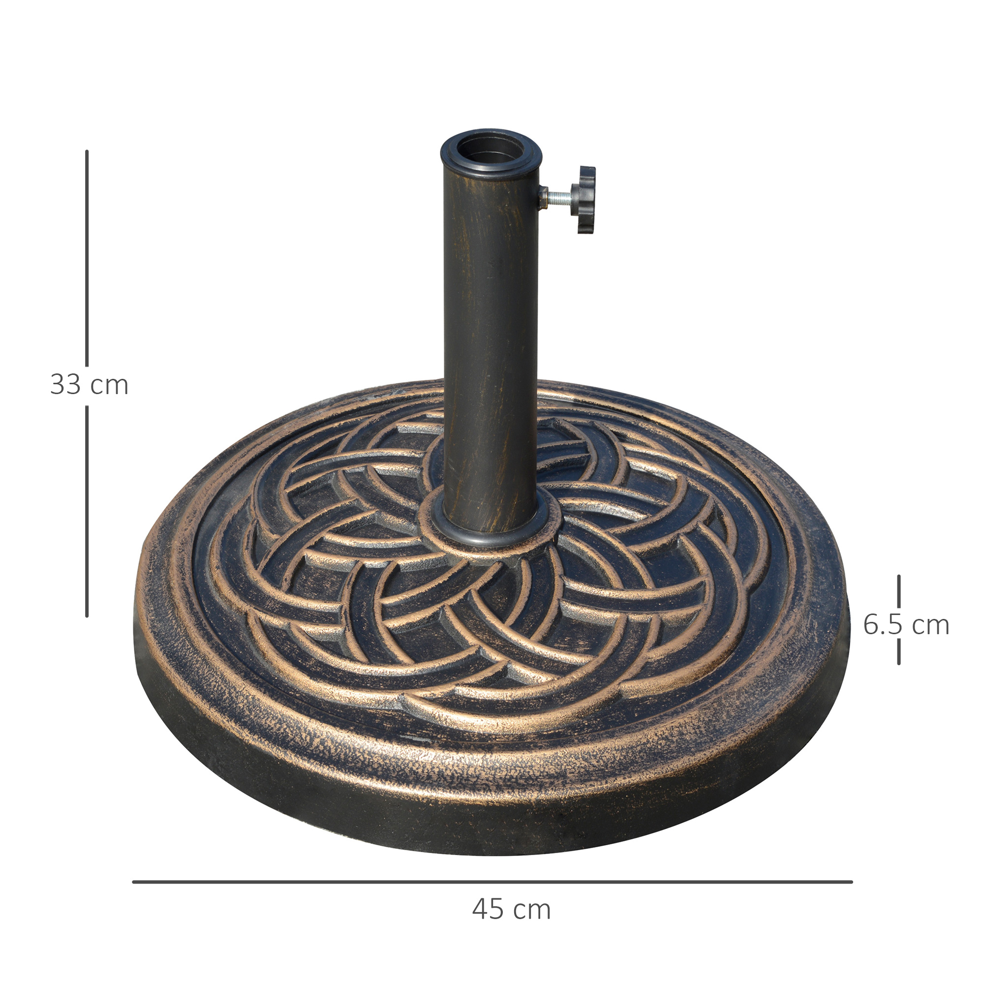  Suport pentru umbrela de exterior, 12kg, rotund, Bronz | Aosom Ro [2]