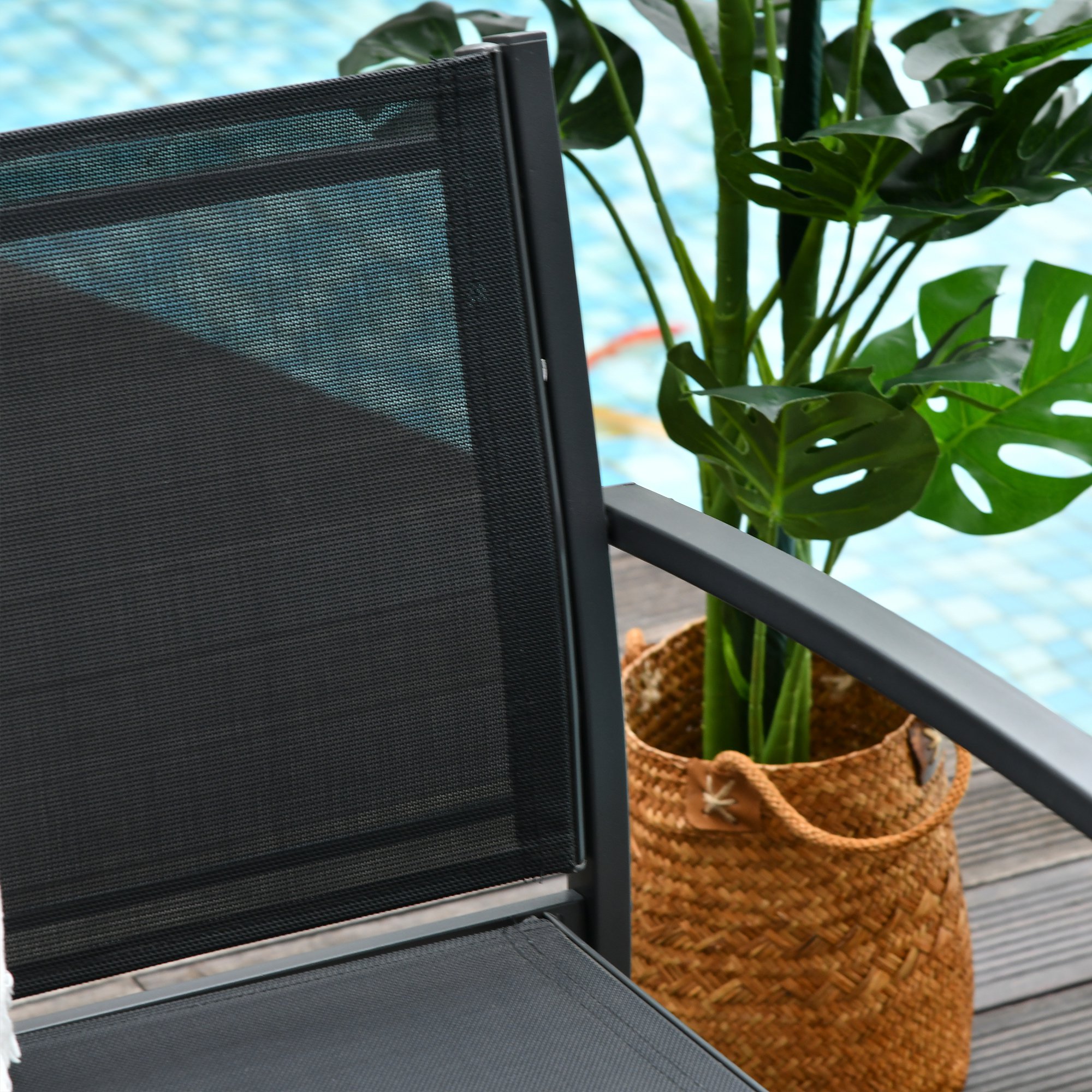  Set de Gradina 4 bucati cu Masuta de cafea, 2 Scaune si o Panca in Metal, Negru [6]