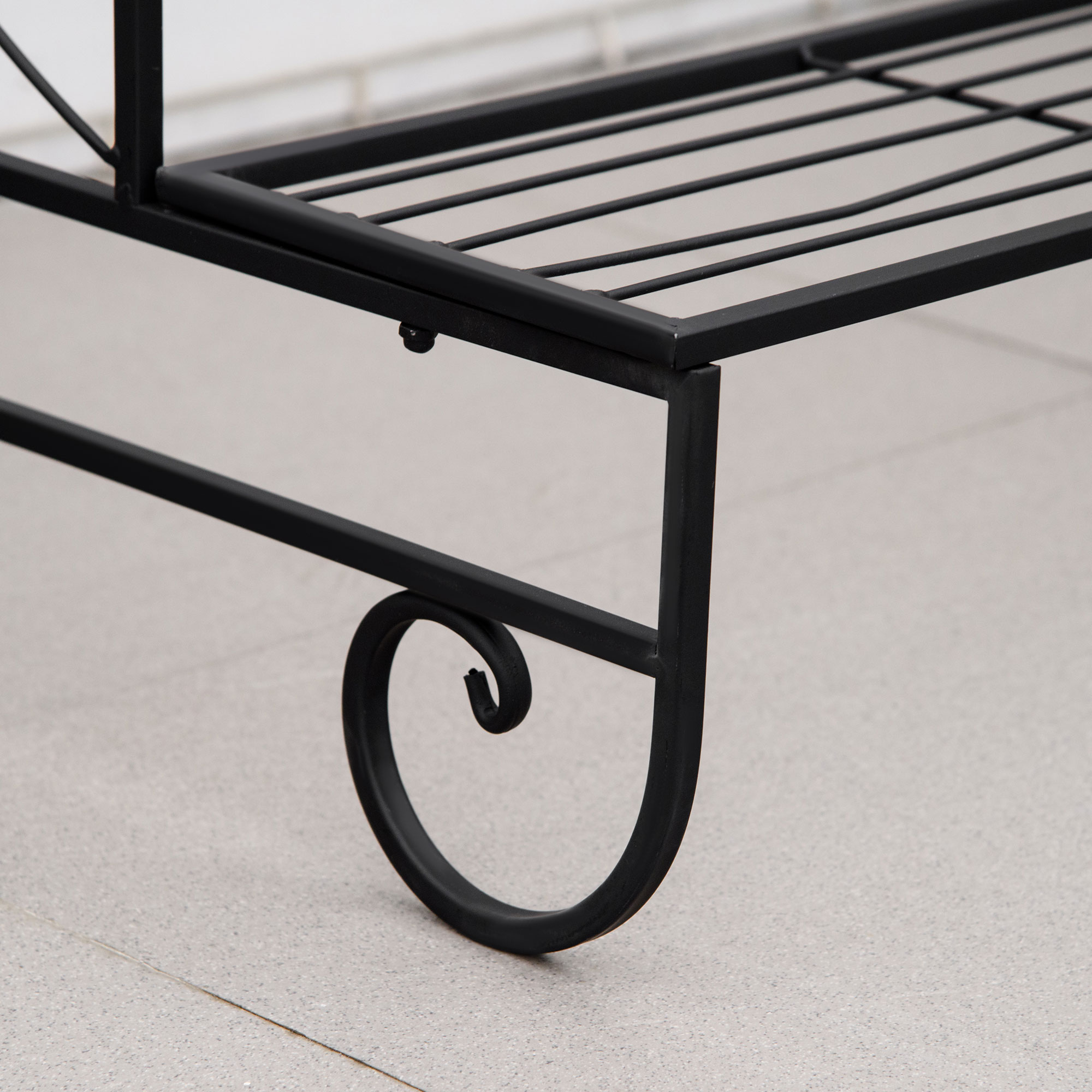  Suport pentru Plante din Fier Forjat, Scara Suport pentru Ghivece pentru Exterior pe 3 Niveluri, Negru [7]