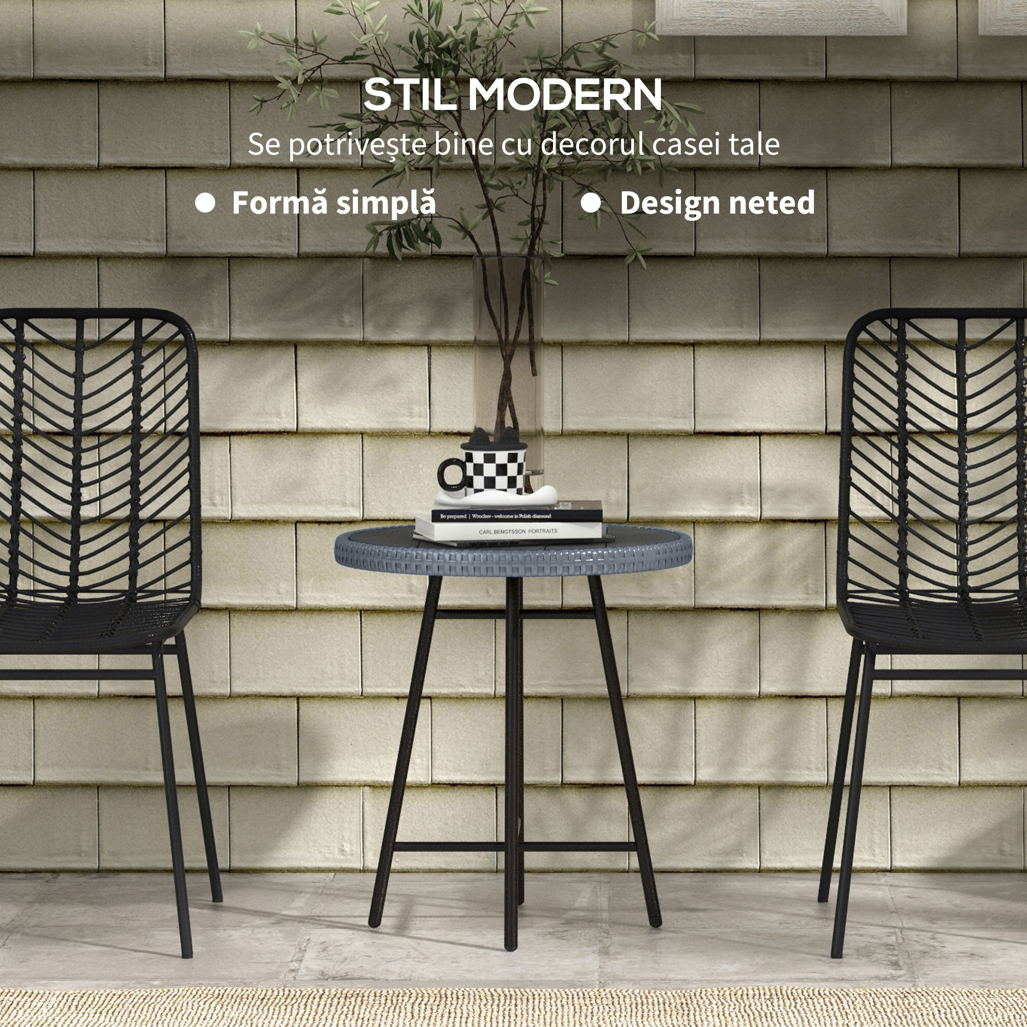  Masuta de cafea pentru exterior din lemn plastifiat, Gri [3]