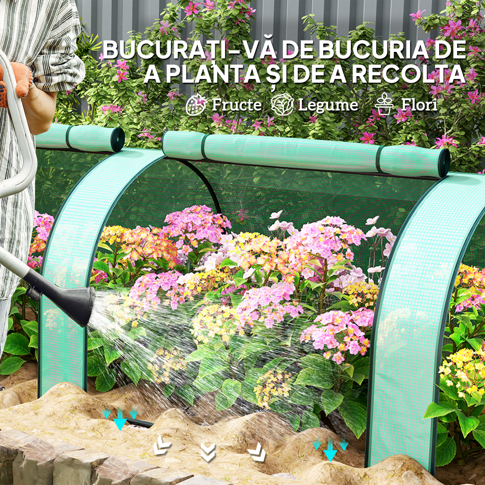  Sera de Gradina Tip Tunel din Otel si Plastic PP cu Usi Rulabile, 3x1x0,8 m, Verde [6]