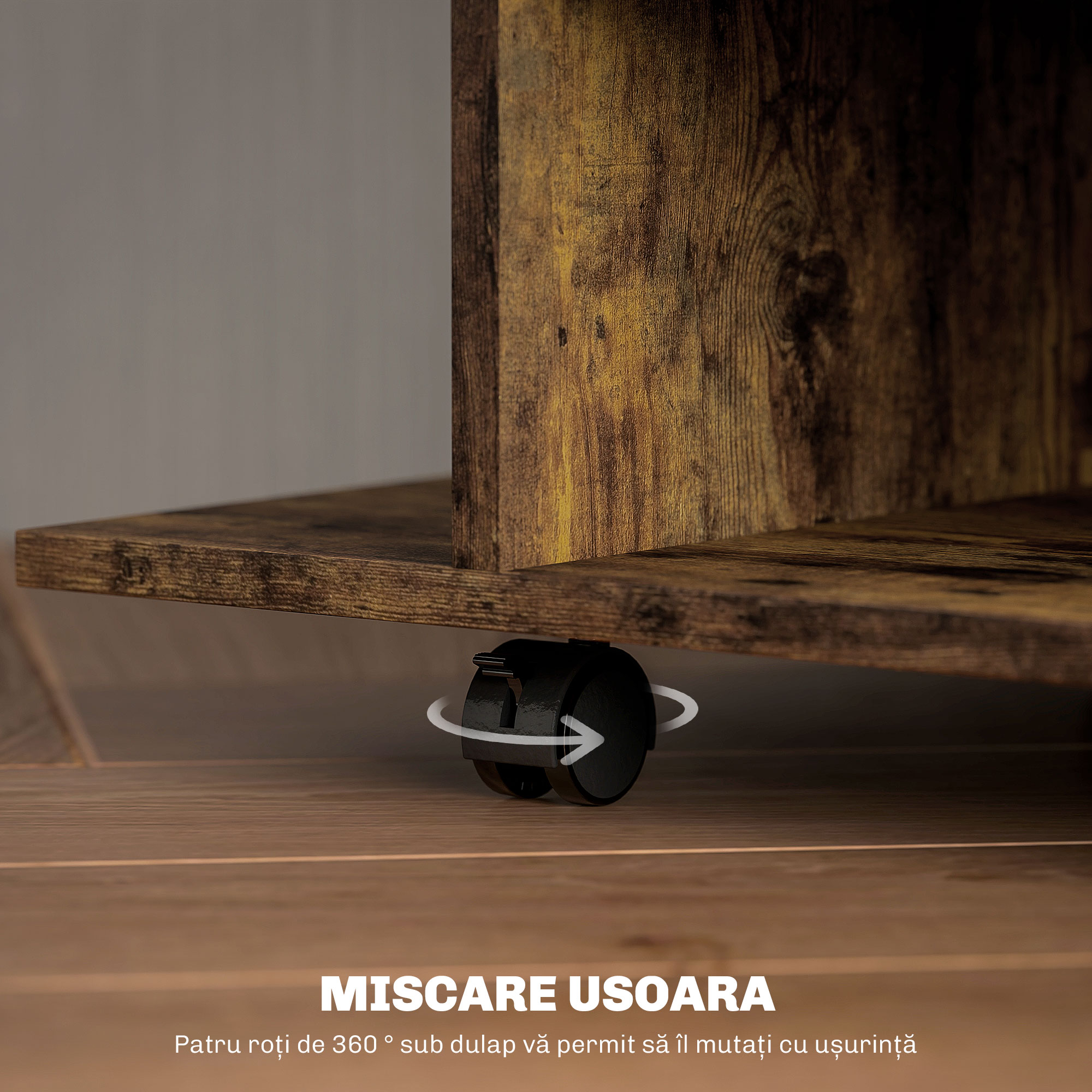  Modern TV Cabinet Stand Storage Shelves Table Mobile Bedroom Furniture Bookshelf Bookcase Rustic Brown [4]