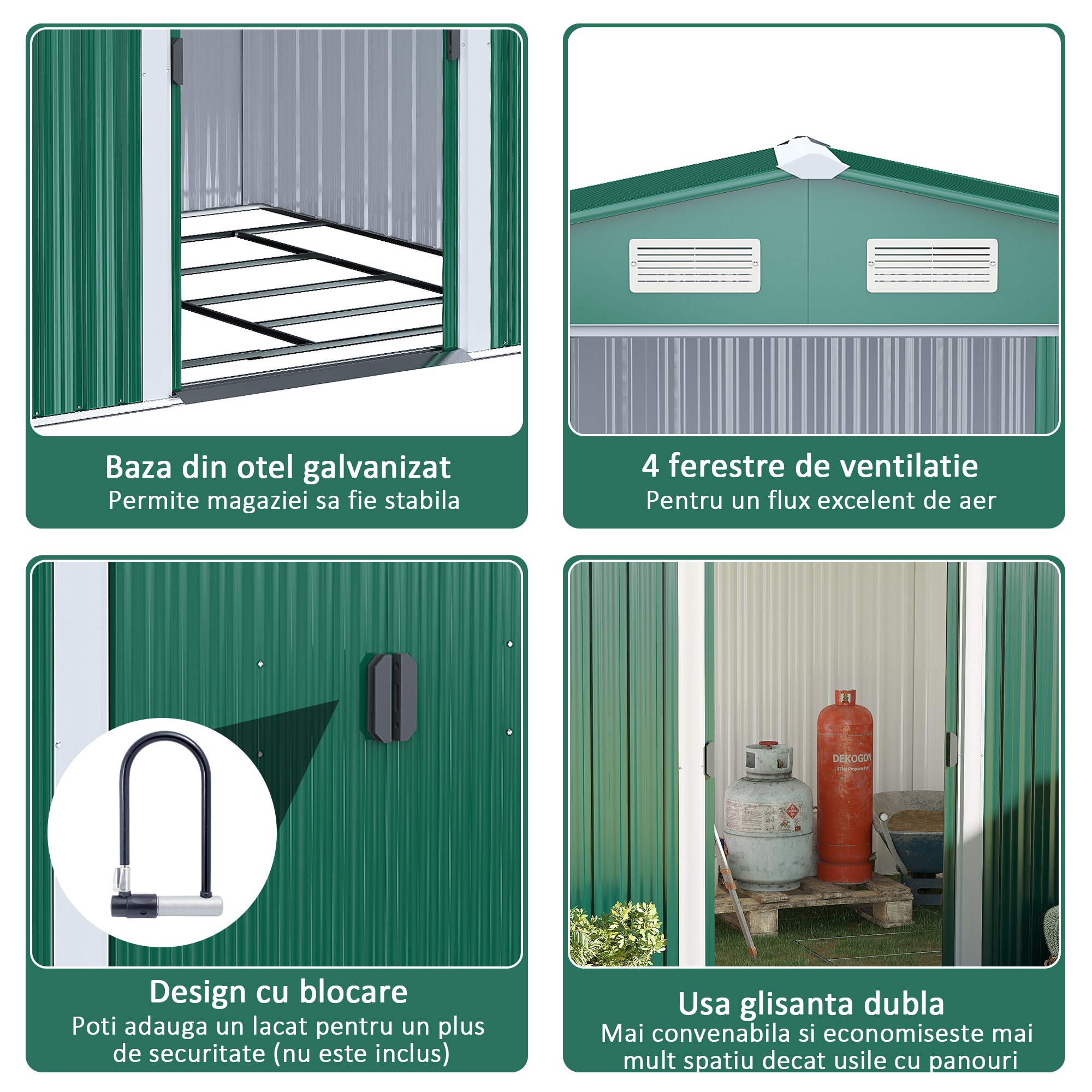  Dulap pentru Ustensile de Gradina din Latime din Otel, 246 x 192.5 x 177.5 cm, Verde [3]