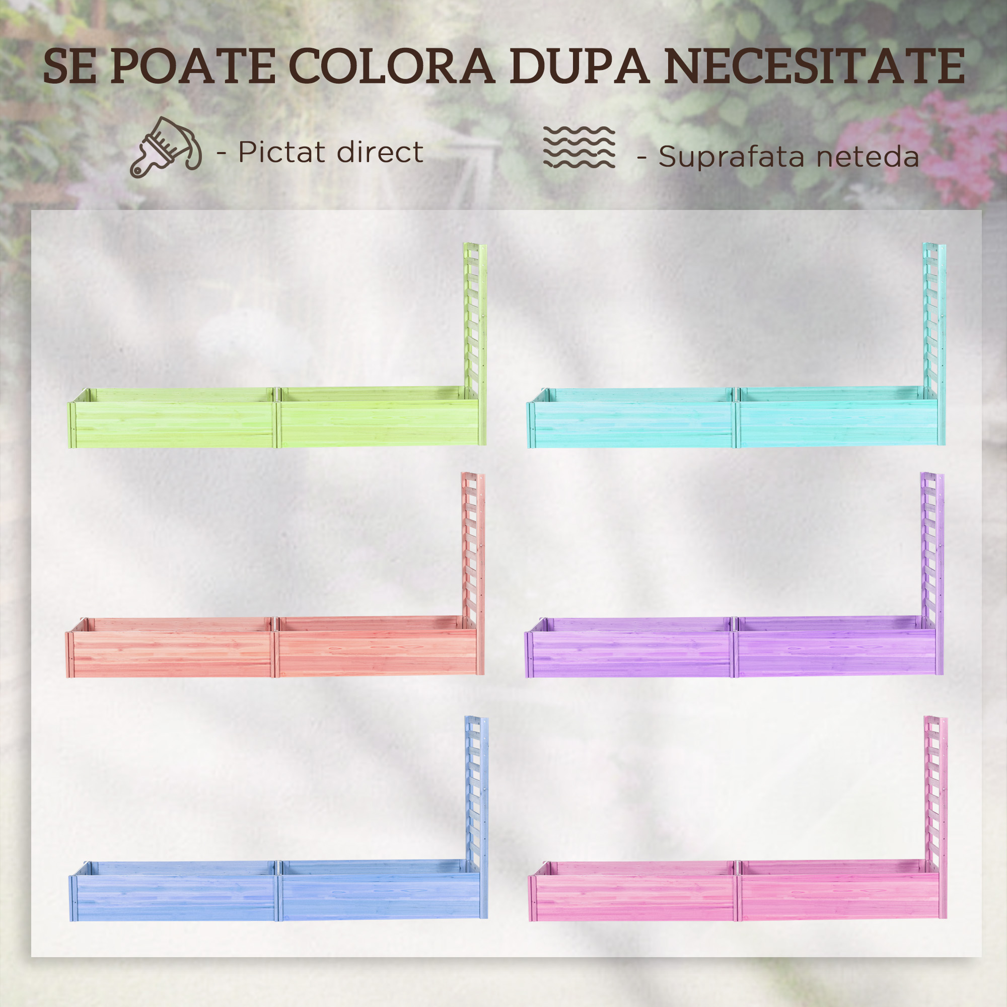  Jardiniera cu Spalier pentru Plante Cataratoare si Baza Deschisa, din Lemn de Brad, 230x60x110 cm, Culoare Lemn [4]