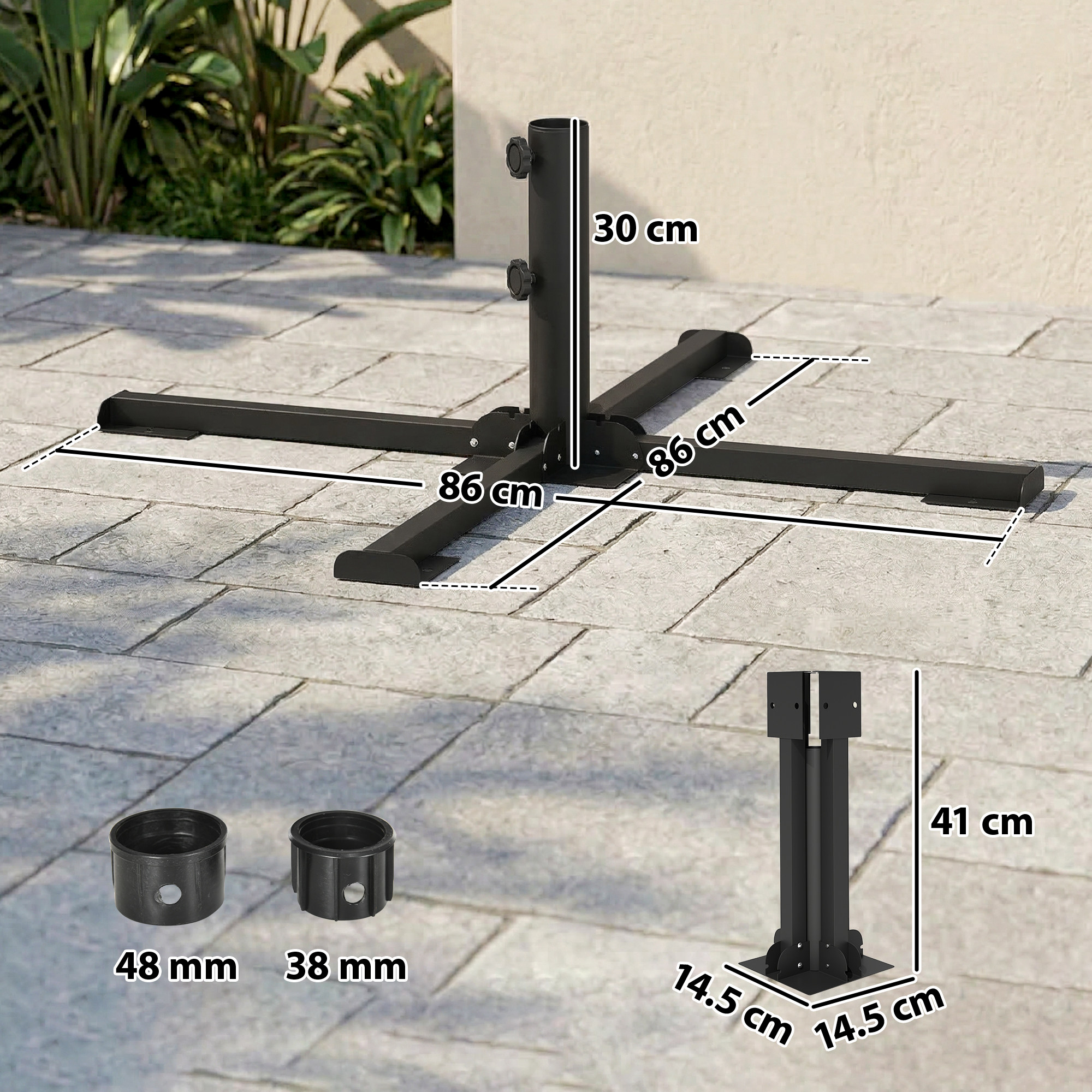  Suport pentru umbrela pliabil, diametru tija 38 si 48 mm, suport in cruce pentru umbrele, gri inchis [2]