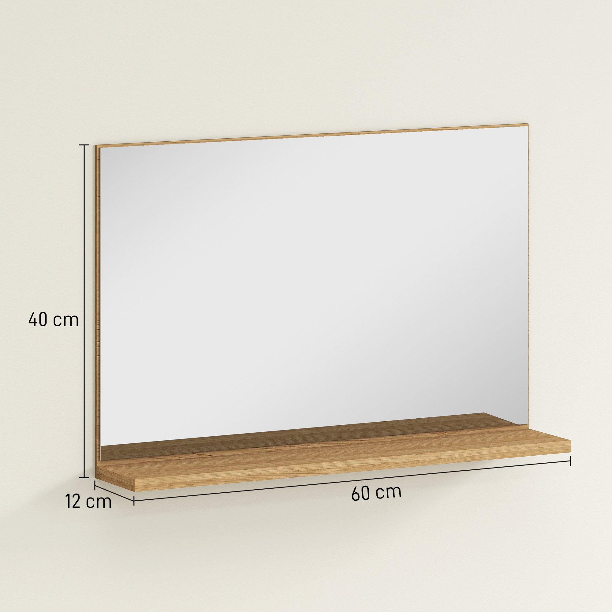  Oglinda de Baie Moderna cu Polita 60x12x40 cm, Lemn [2]