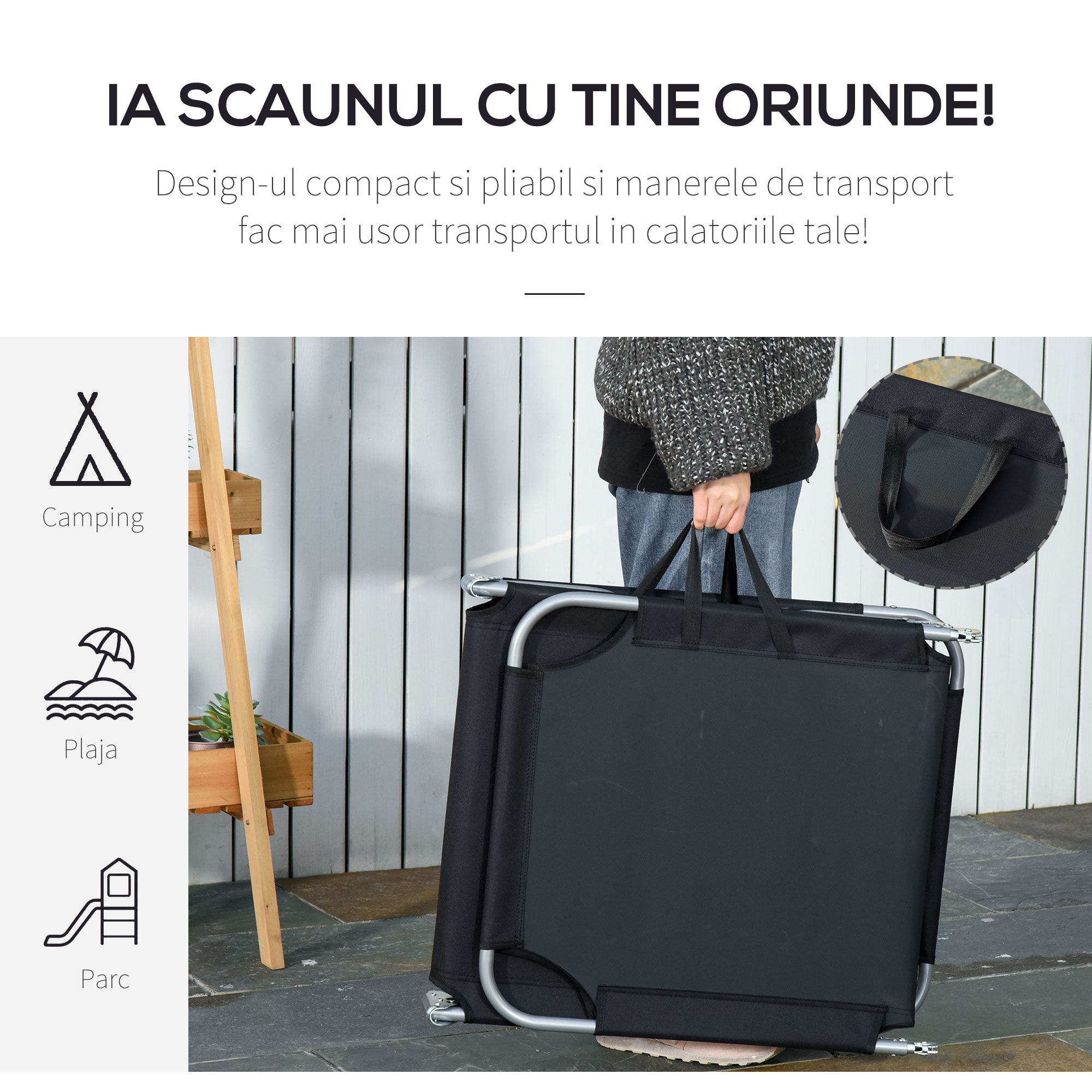  Sezlong pentru Gradina Pliabil din Metal si Tesut Oxford Respirabil [4]