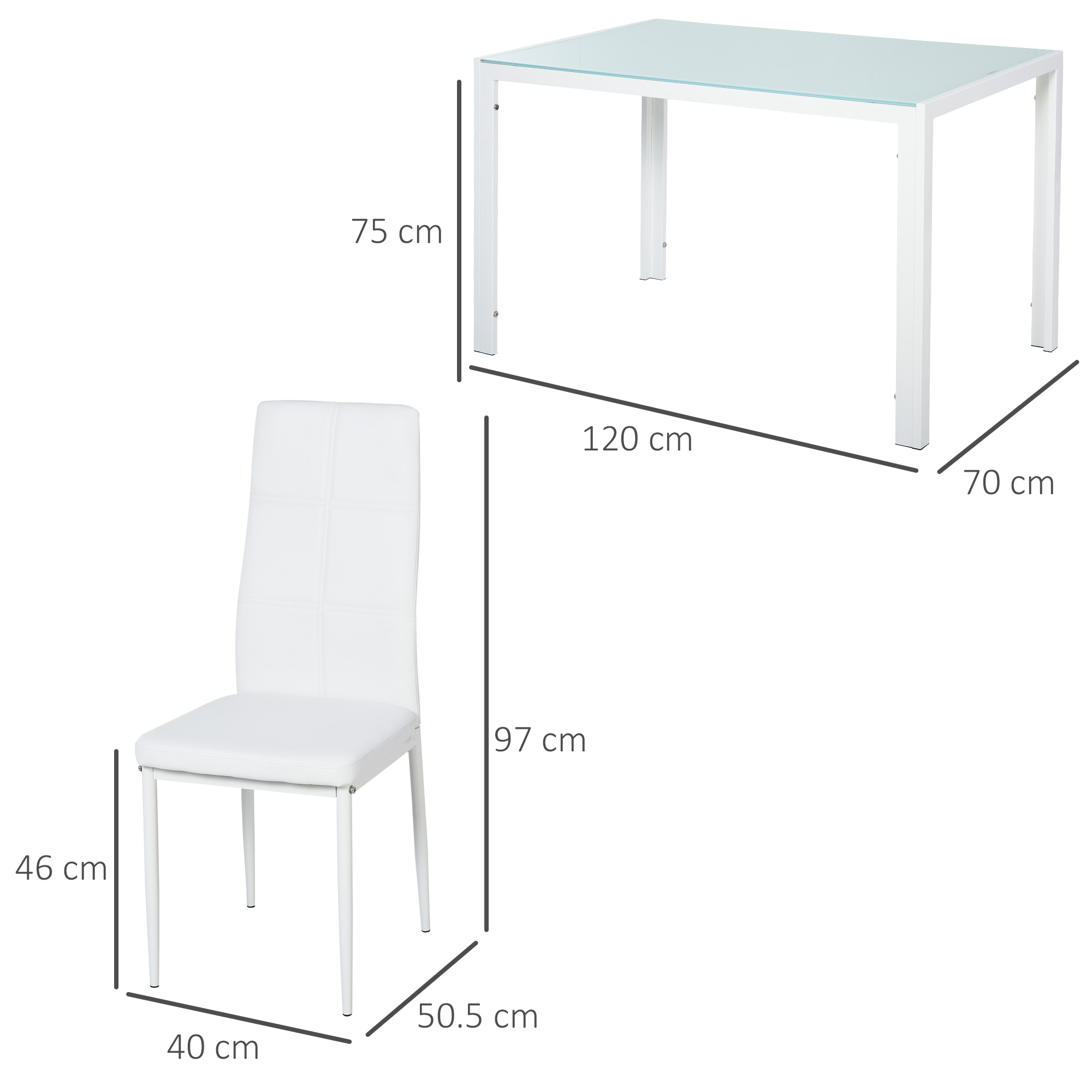  Set Dining Alb Modern - Masa + 4 Scaune Tapitate pentru 4 Persoane [2]