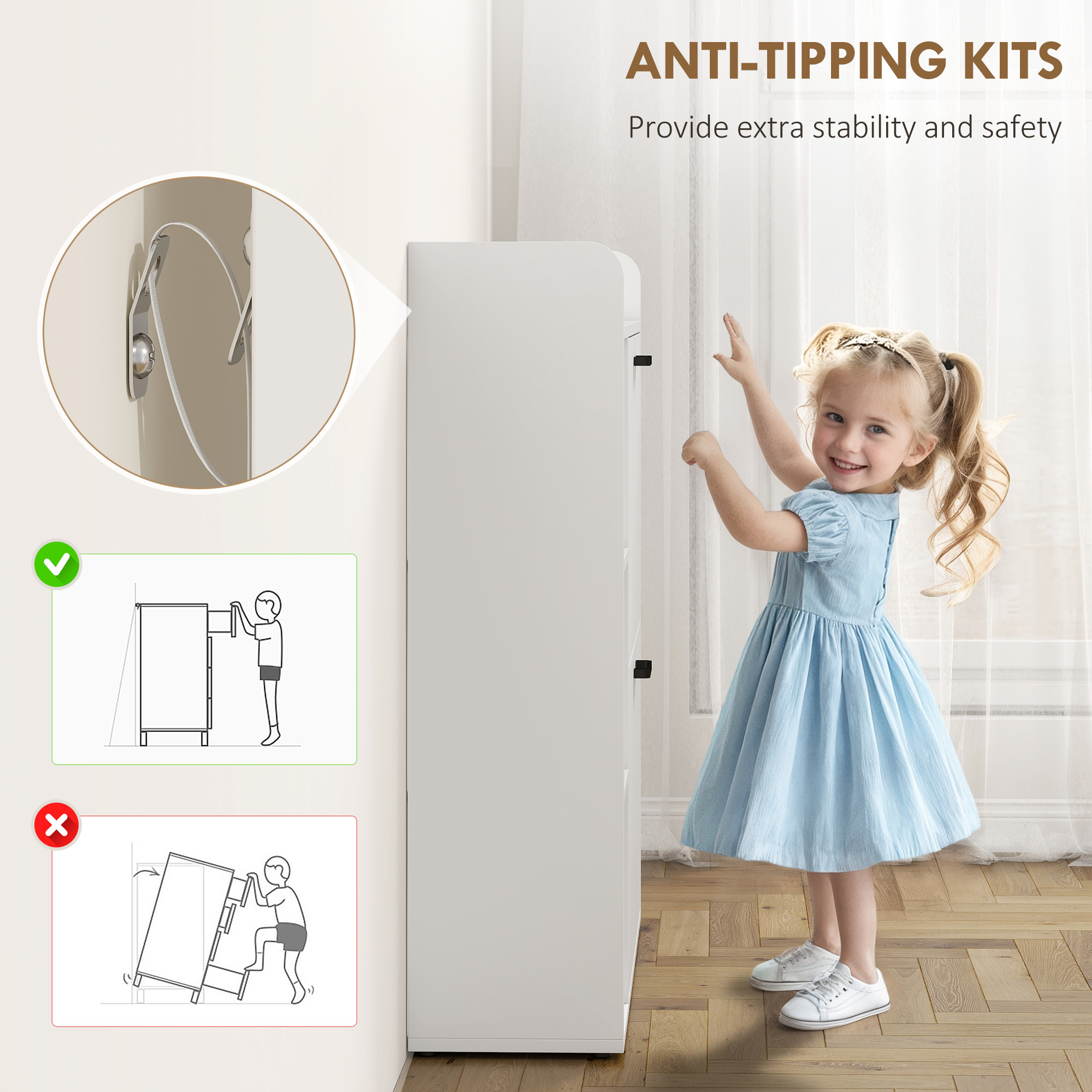  Dulap pentru pantofi slim cu 2 sertare rabatabile si 3 rafturi, Capacitate 15 perechi, 83x24x90.5 cm, Alb [6]