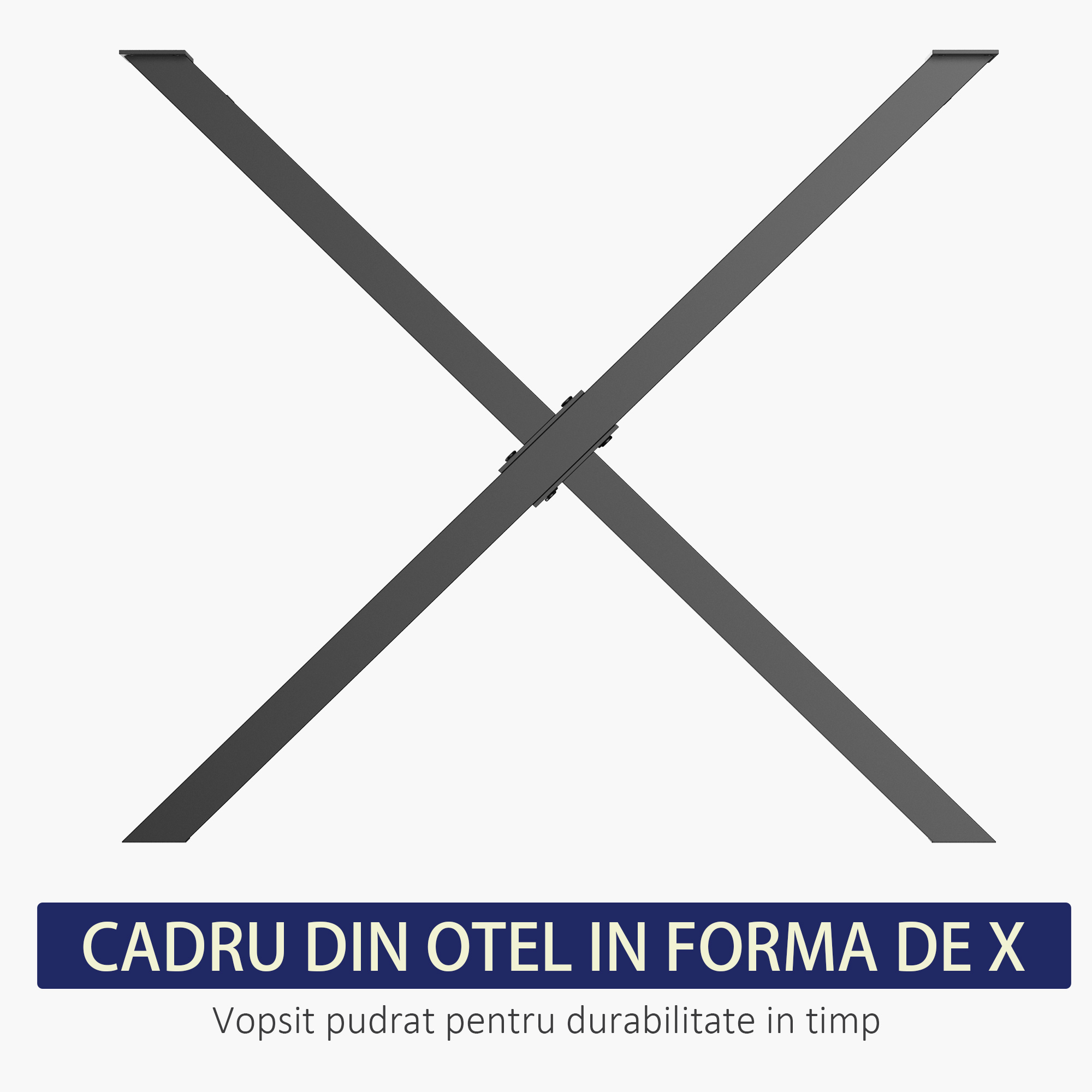  Set 2 Picioare pentru Masa Birou Otel in Forma de X 80 cm - Negru [5]