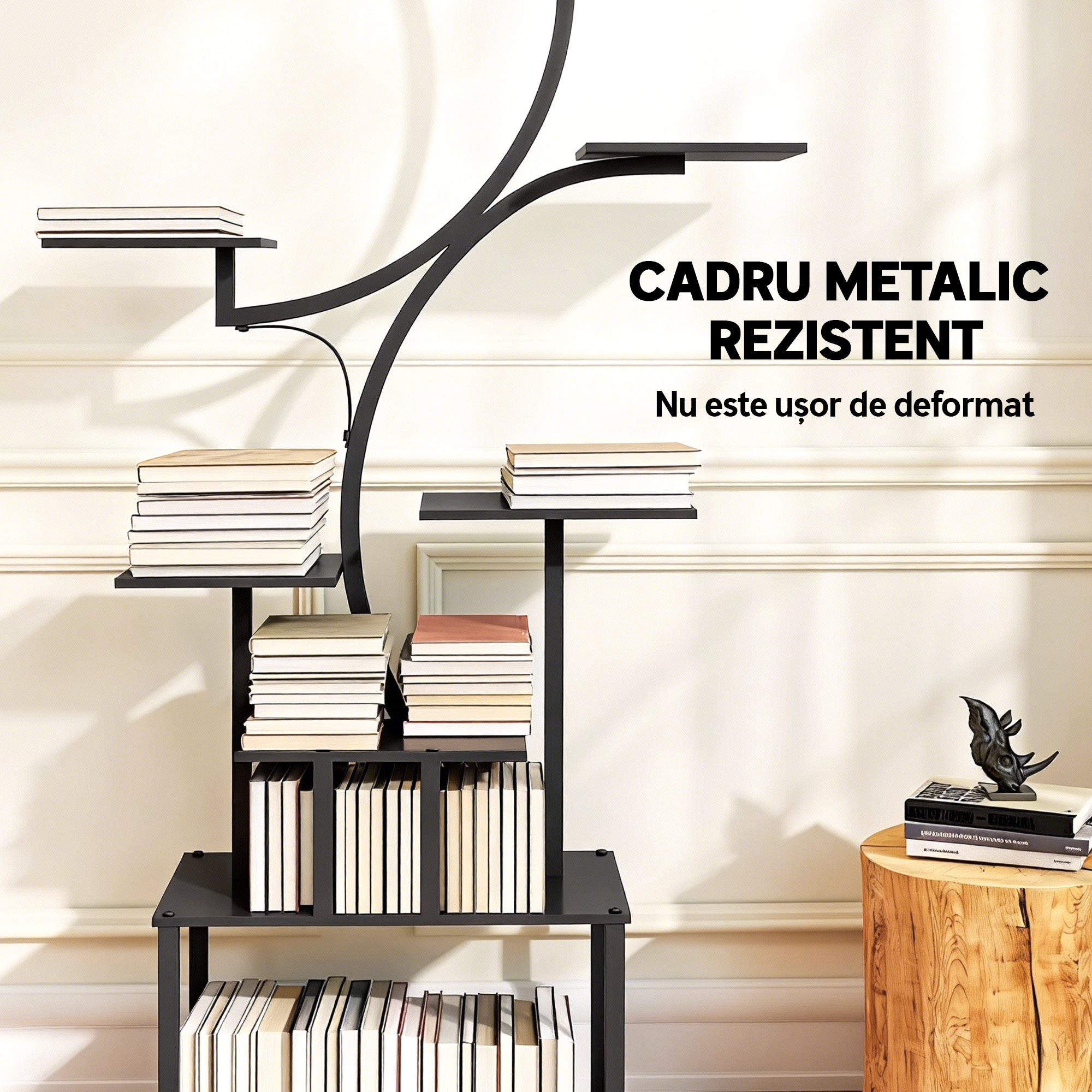  Suport pentru Plante cu 8 Niveluri in Forma de S, Suport Ghivece din Metal pentru Interior si Exterior, pentru Gradina, Balcon, Terasa, Camera de Zi, 74x26x158.5 cm, Negru [5]