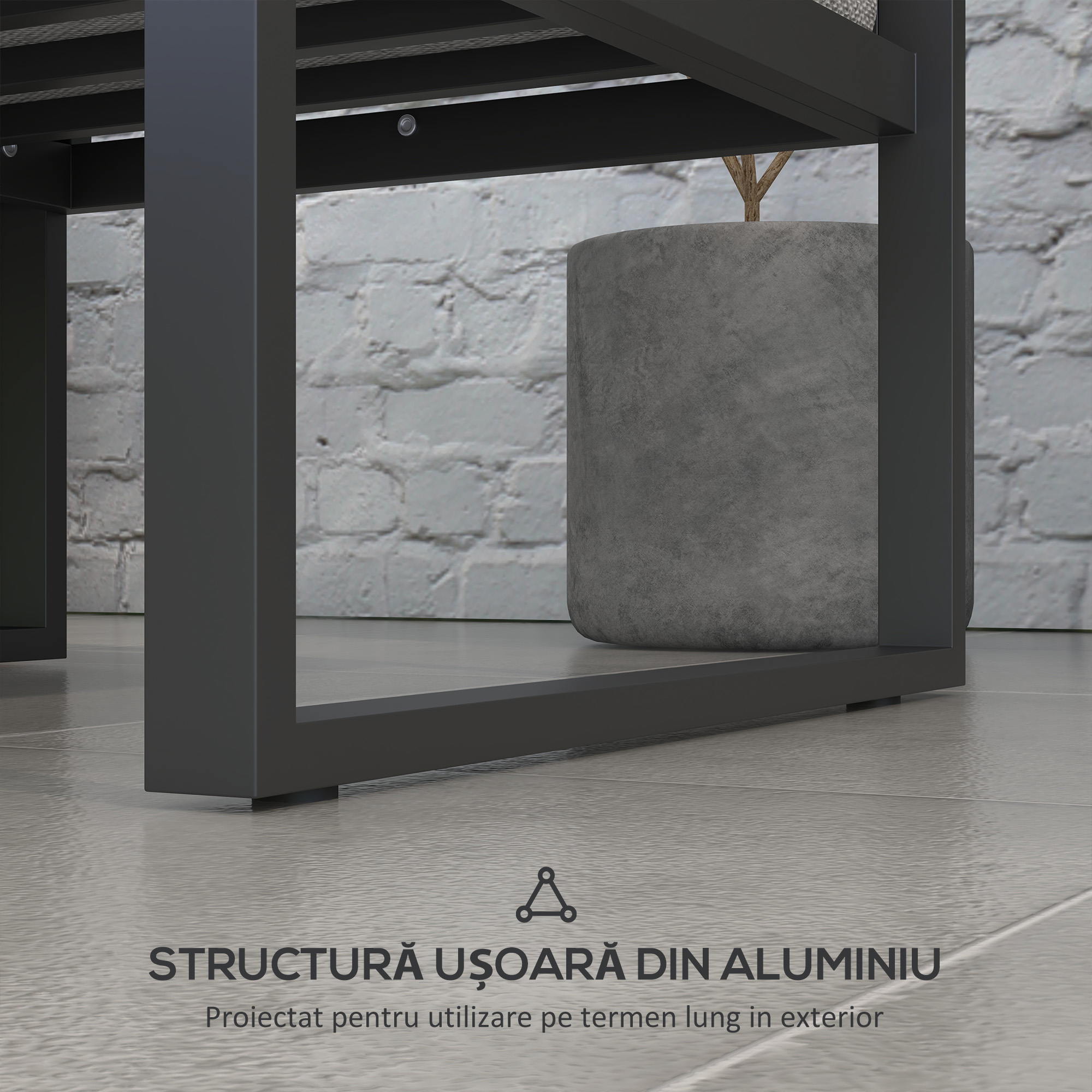  Set de Mobilier de Gradina din 6 Piese cu Pernute de Grosime 10 cm, Set de Canapea cu Cadru din Aluminiu [5]