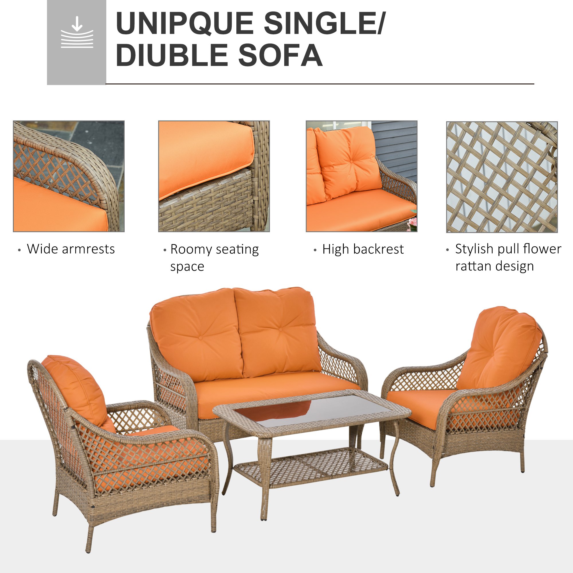  Set Mobilier de Gradina in Ratan PE 2 fotolii Canpea cu 2 locuri si masa [4]