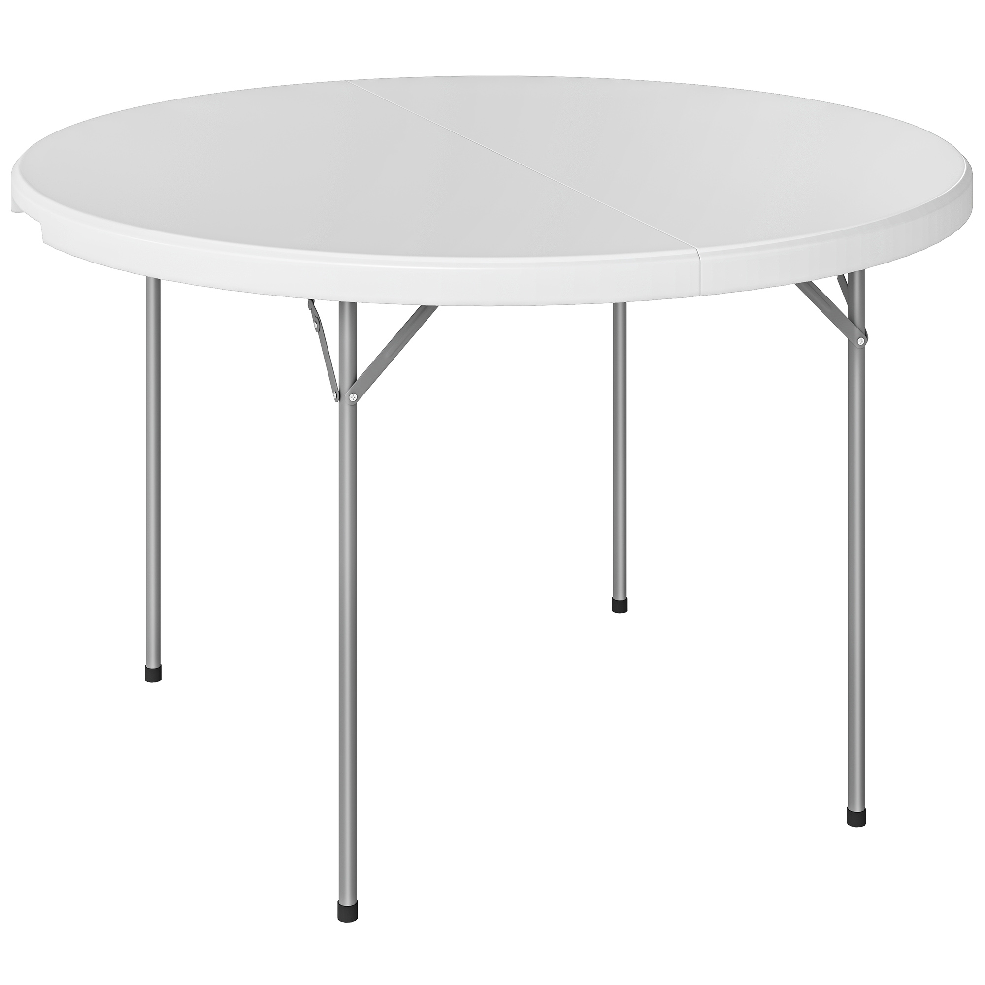 Gradina & balcon -  Masa de Camping Rotunda Pliabila, din Metal si HDPE, 120x120x74 cm, Alb