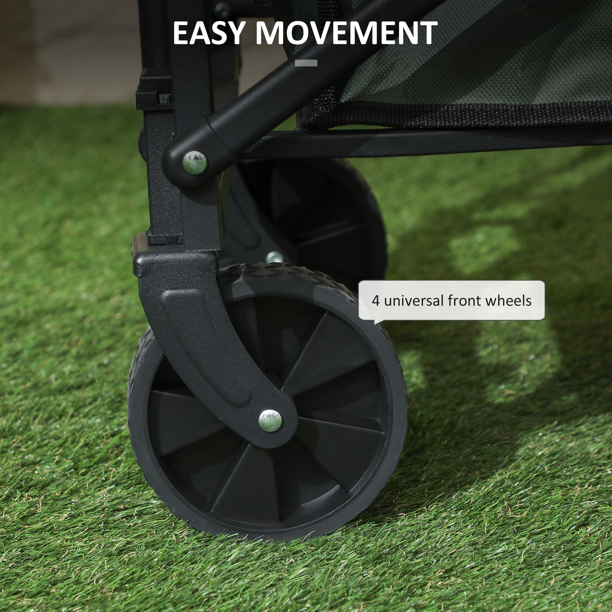  Carucior de Gradina Pliabil 72L cu Panou Rabatabil, din Otel si Poliester, 76x48x65-92 cm, Verde [6]