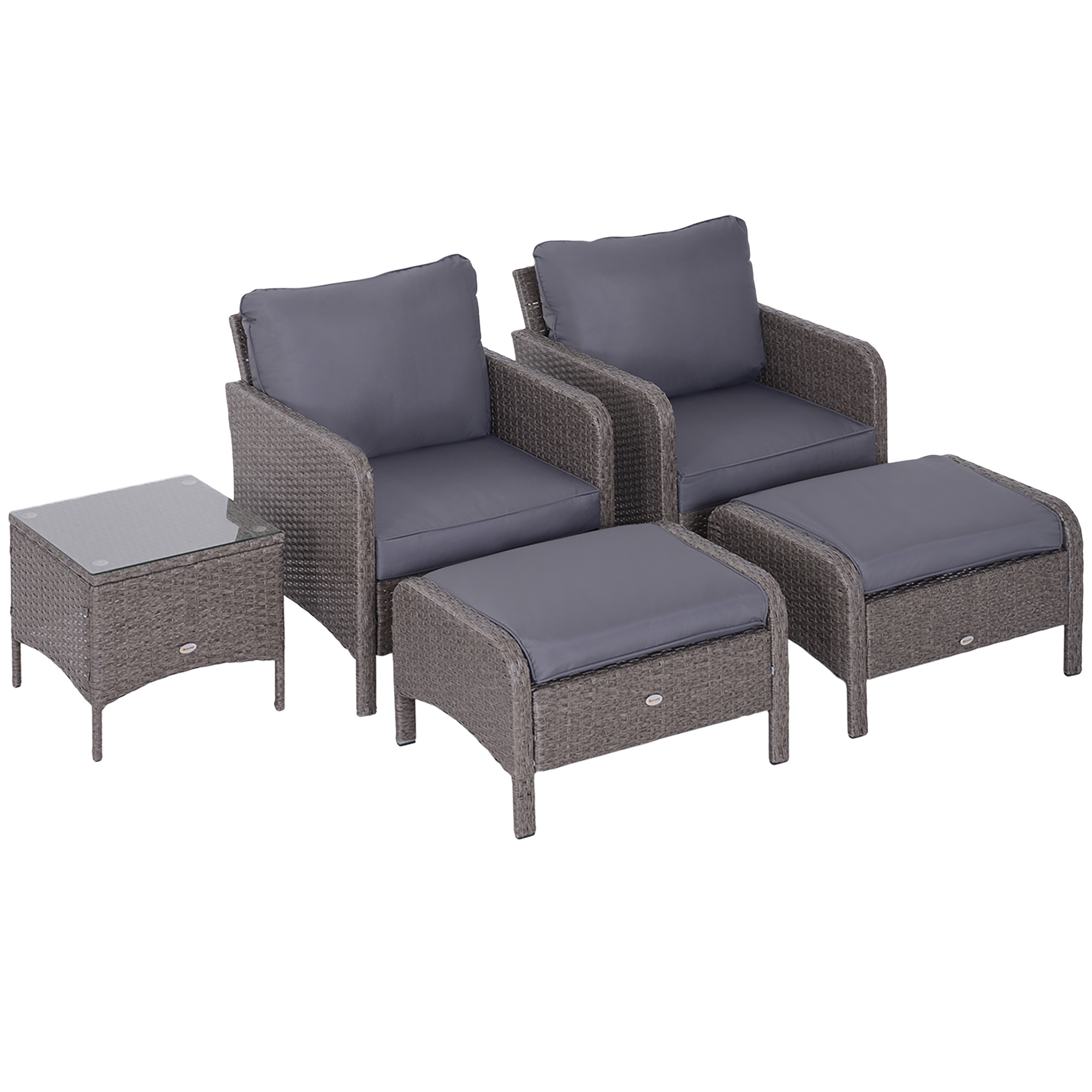 Gradina & balcon -  Set Mobilier pentru Extern Canapea cu Pouf si Masuta in PE Rattan cu Perne Gri