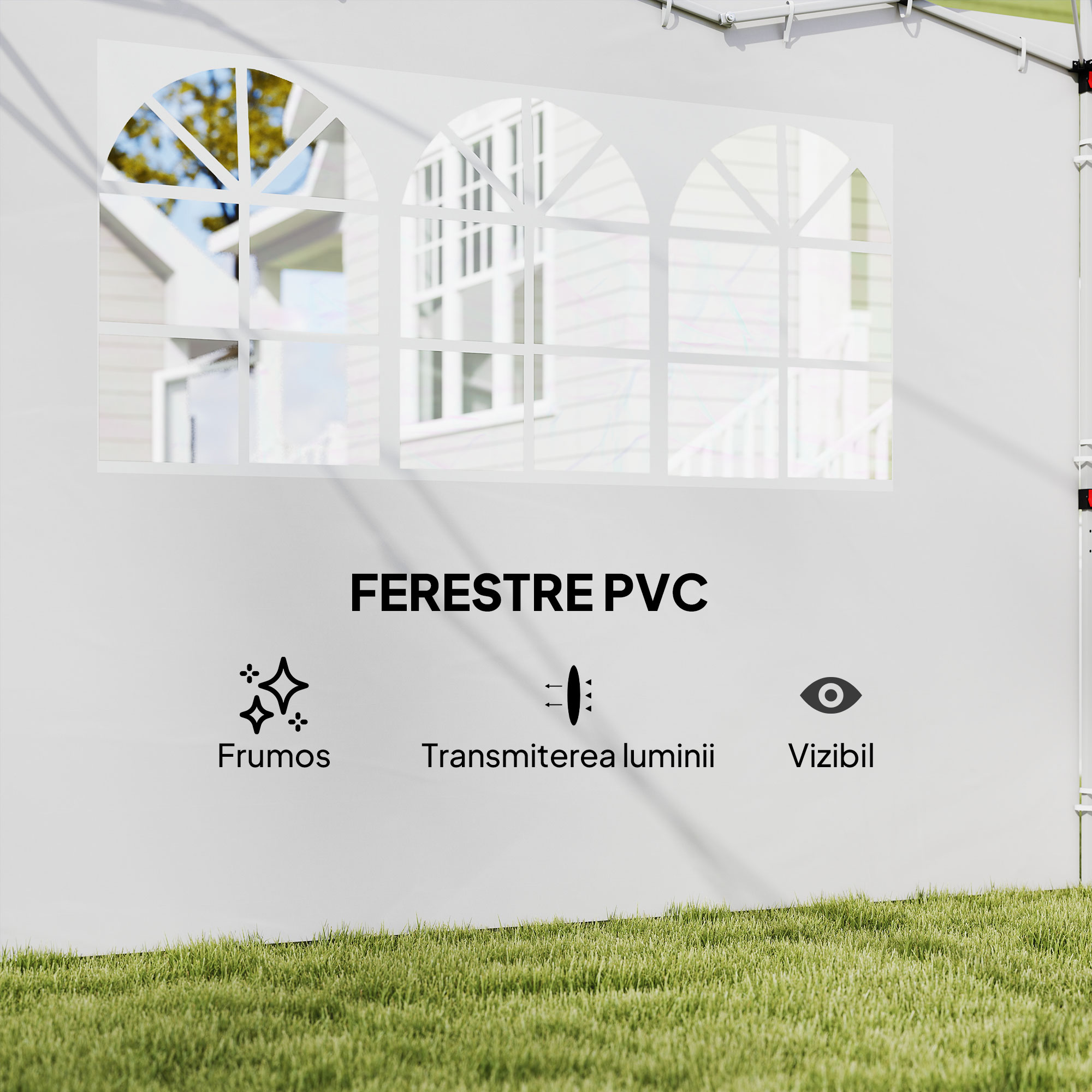  Panouri Laterale pentru Foisor Pop-Up, 3x2m, Alb [5]