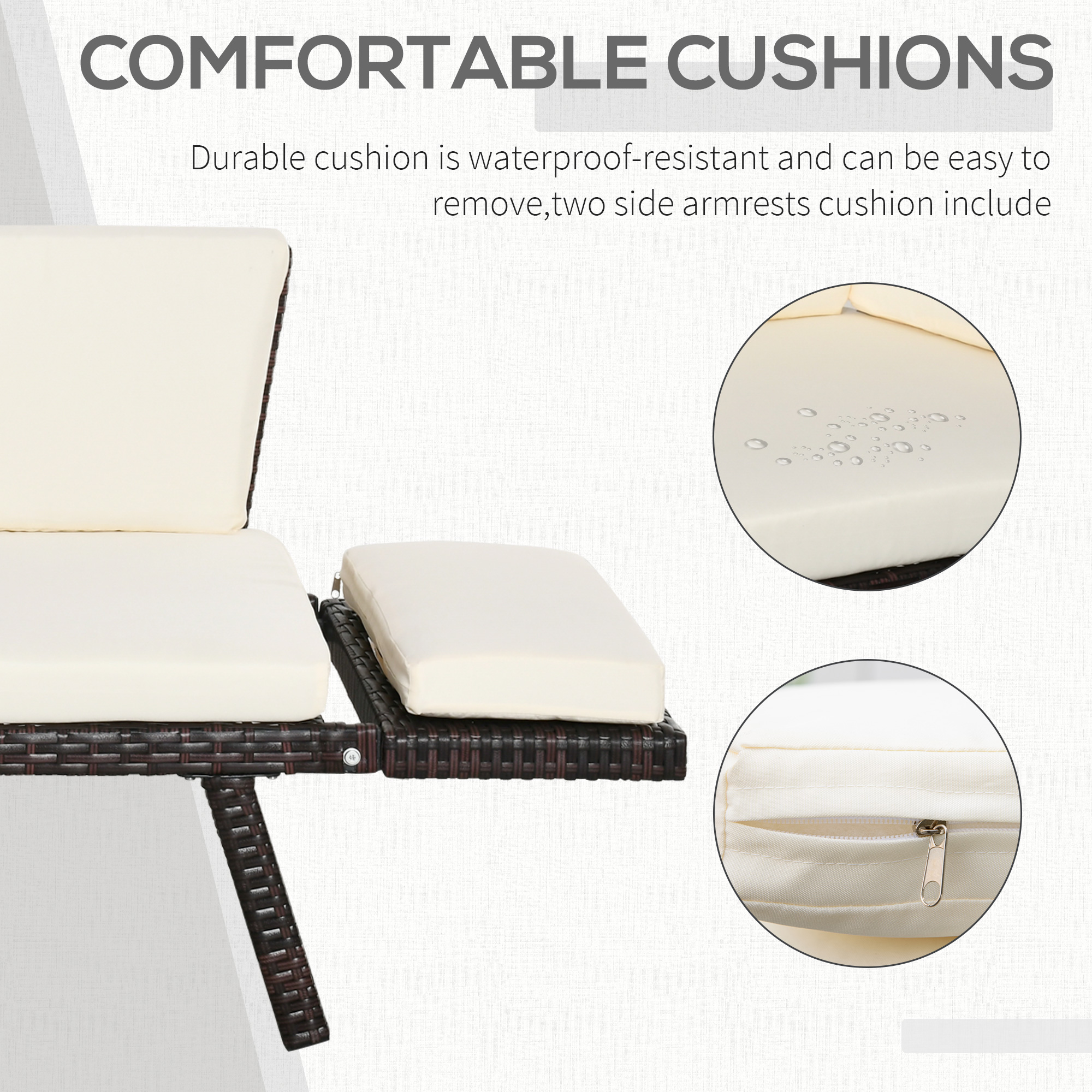  canapea/sezlong gradina 2 locuri, 129x66x67cm, alb [6]