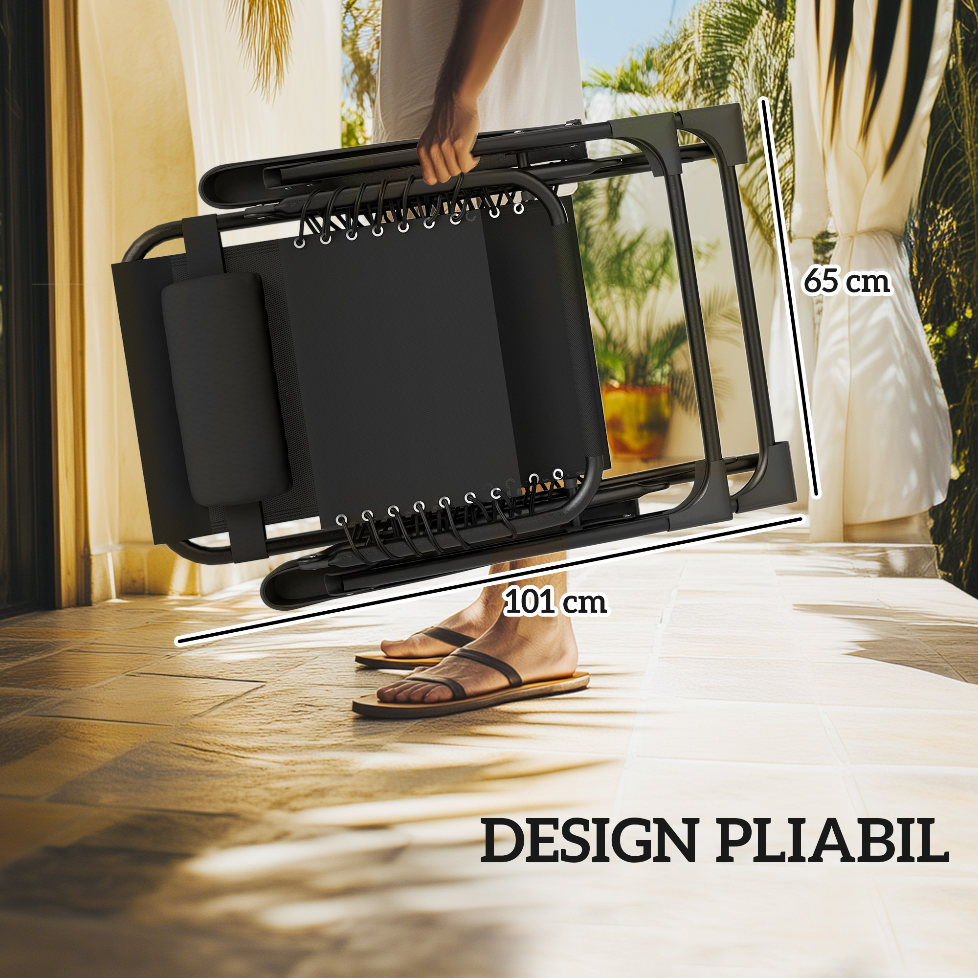  Set de 2 sezlonguri de Gradina cu Gravitatie Zero si Masuta cu Suport pentru Pahare, 47x47x54 cm, Gri [6]