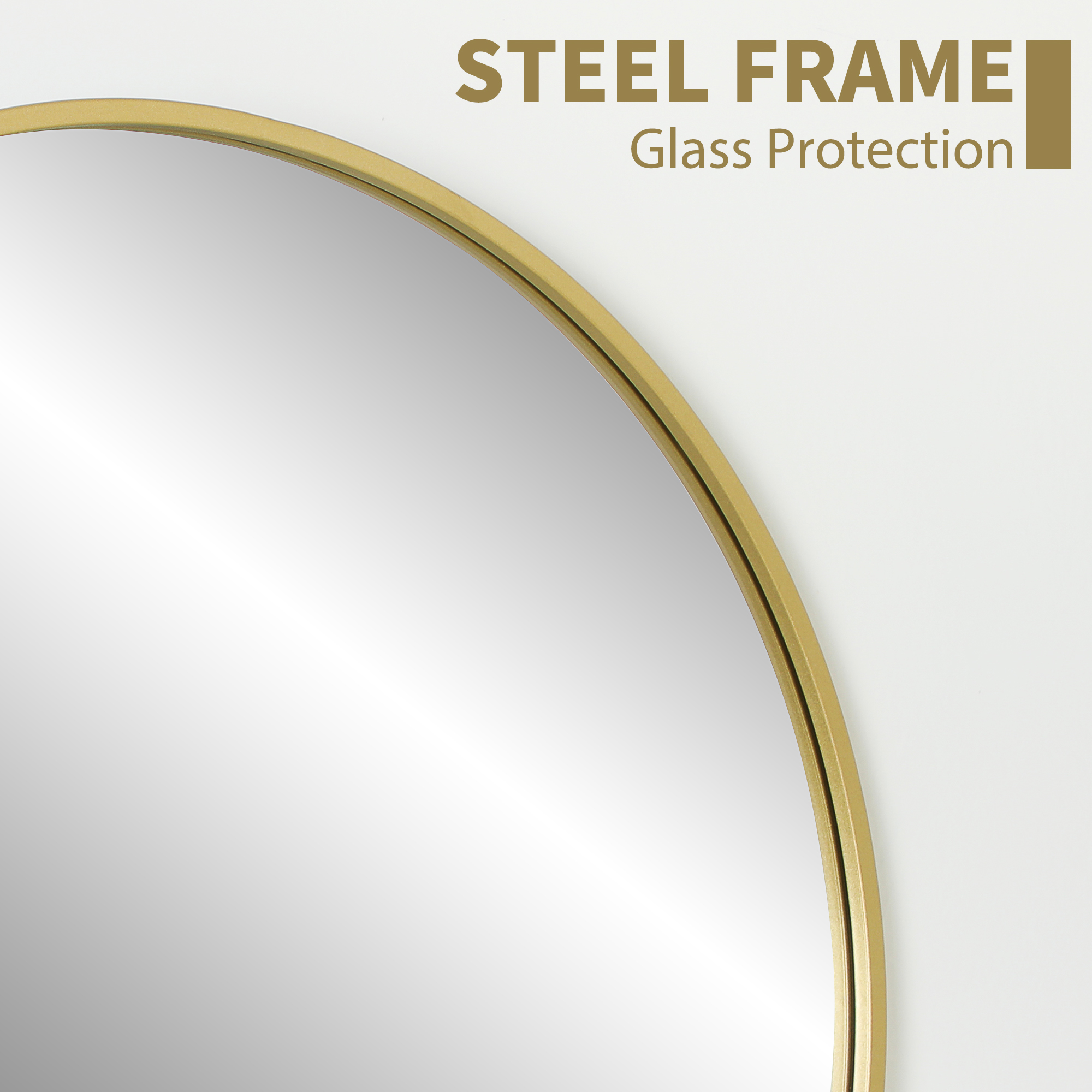  Oglinda Rotunda pentru Baie, din Sticla si Otel, Ø70x2.5 cm, culoare Auriu [3]