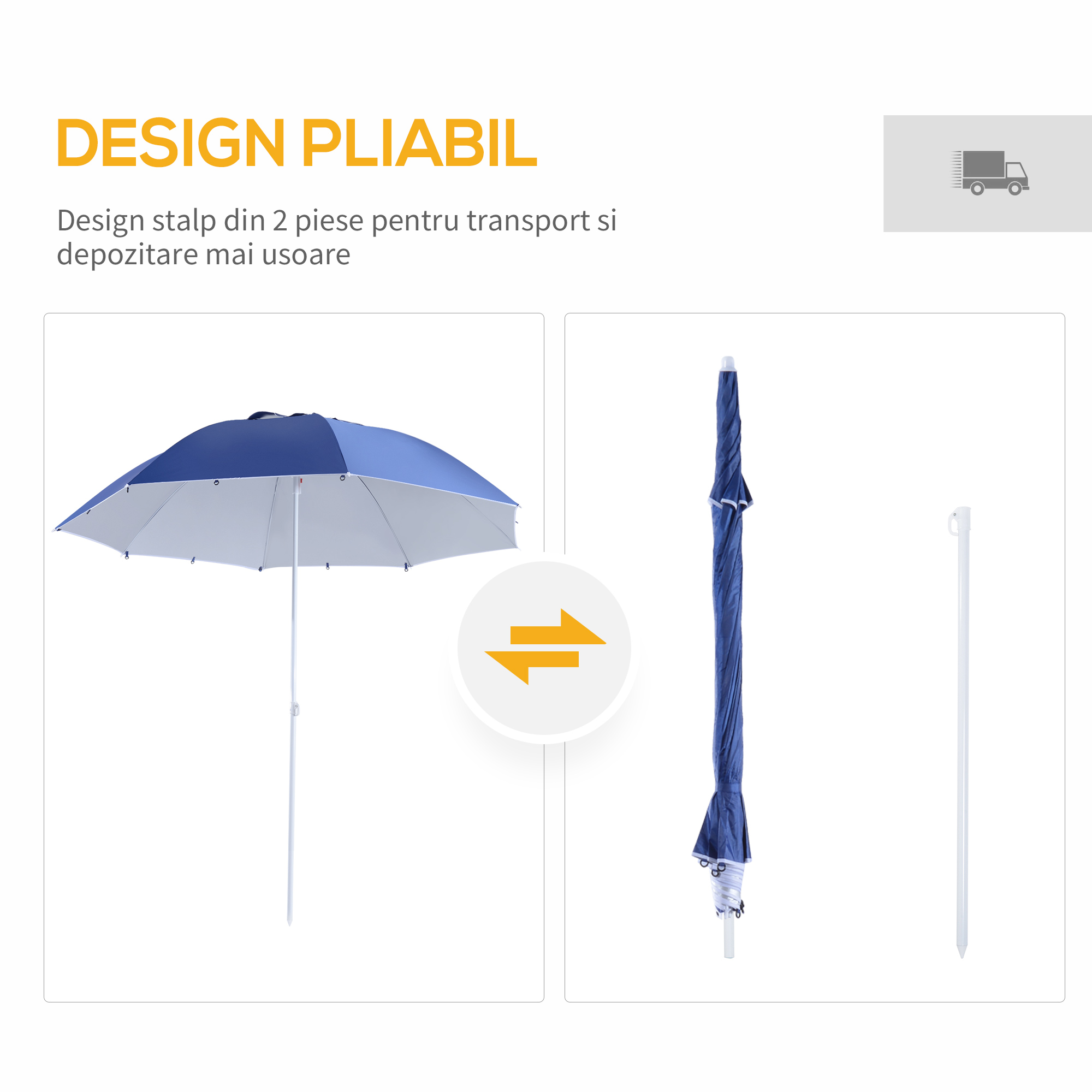  Umbrela Parasolara 2 in 1 din Poliester Fier cu Geanta de Transport 210x 222cm [5]