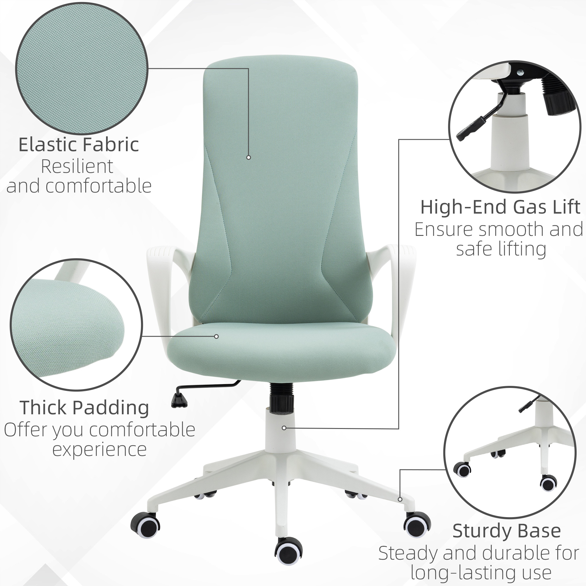  Scaun de birou ergonomic, cu inaltime ajustabila si balans, 62x56x110-119,5 cm, verde [7]