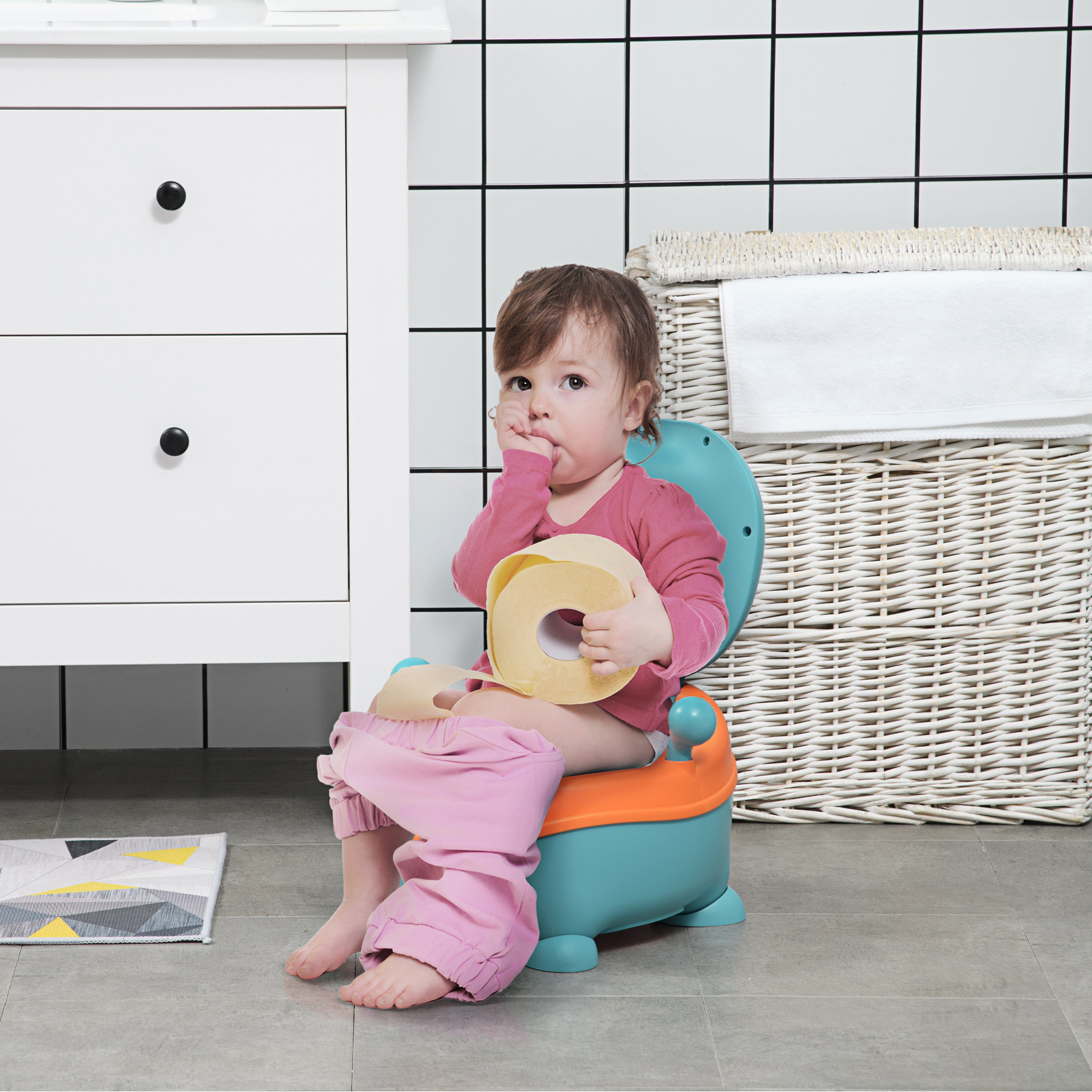  Olita pentru Copii de la 6 Luni in Forma de Extraterestru, Scaun Ergonomic, Spatar si Vas Detasabil, Albastru [1]