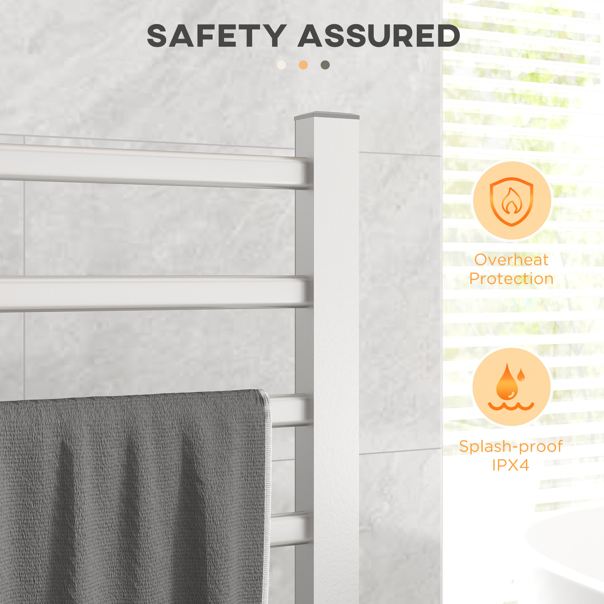  Uscator Electric pentru Prosoape de Podea sau Perete 150W cu Temporizator 2-4 Ore, 53x35x90 cm, Argintiu [6]