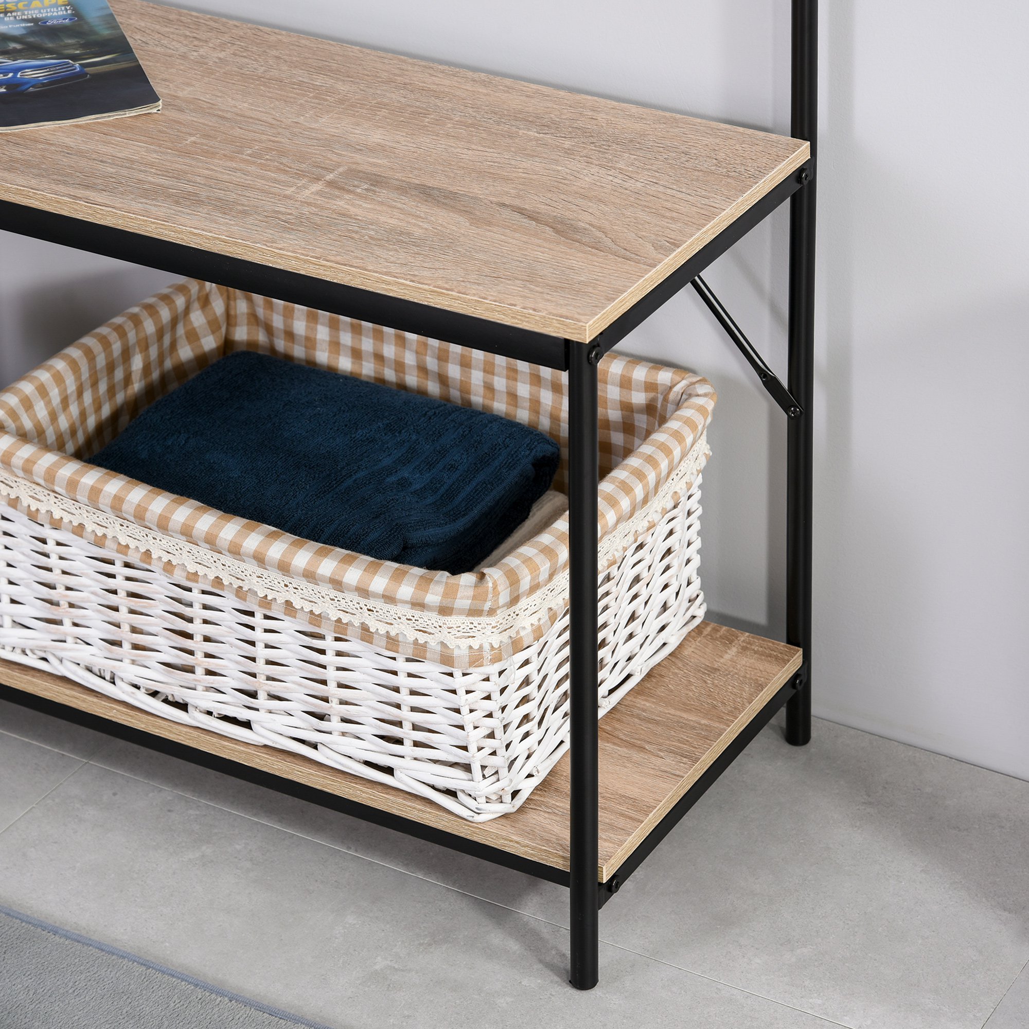  Cuier cu Banca si Suport Pantofi in Stil Industrial Mobil pentru Intrare [5]