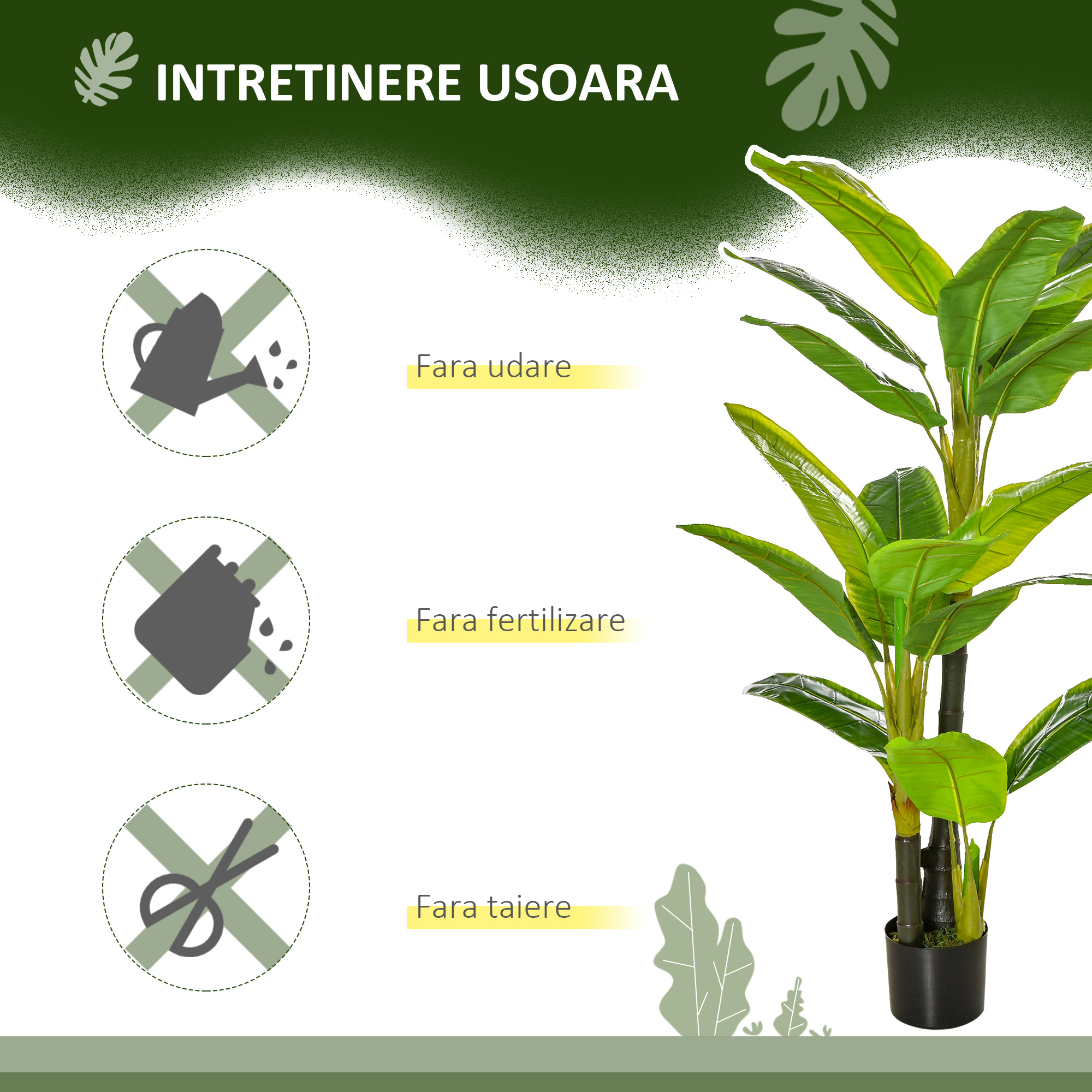  Bananier Planta in Ghiveci, Bananier Artificial, Planta Artificiala de Interior si Exterior, 150 cm [6]