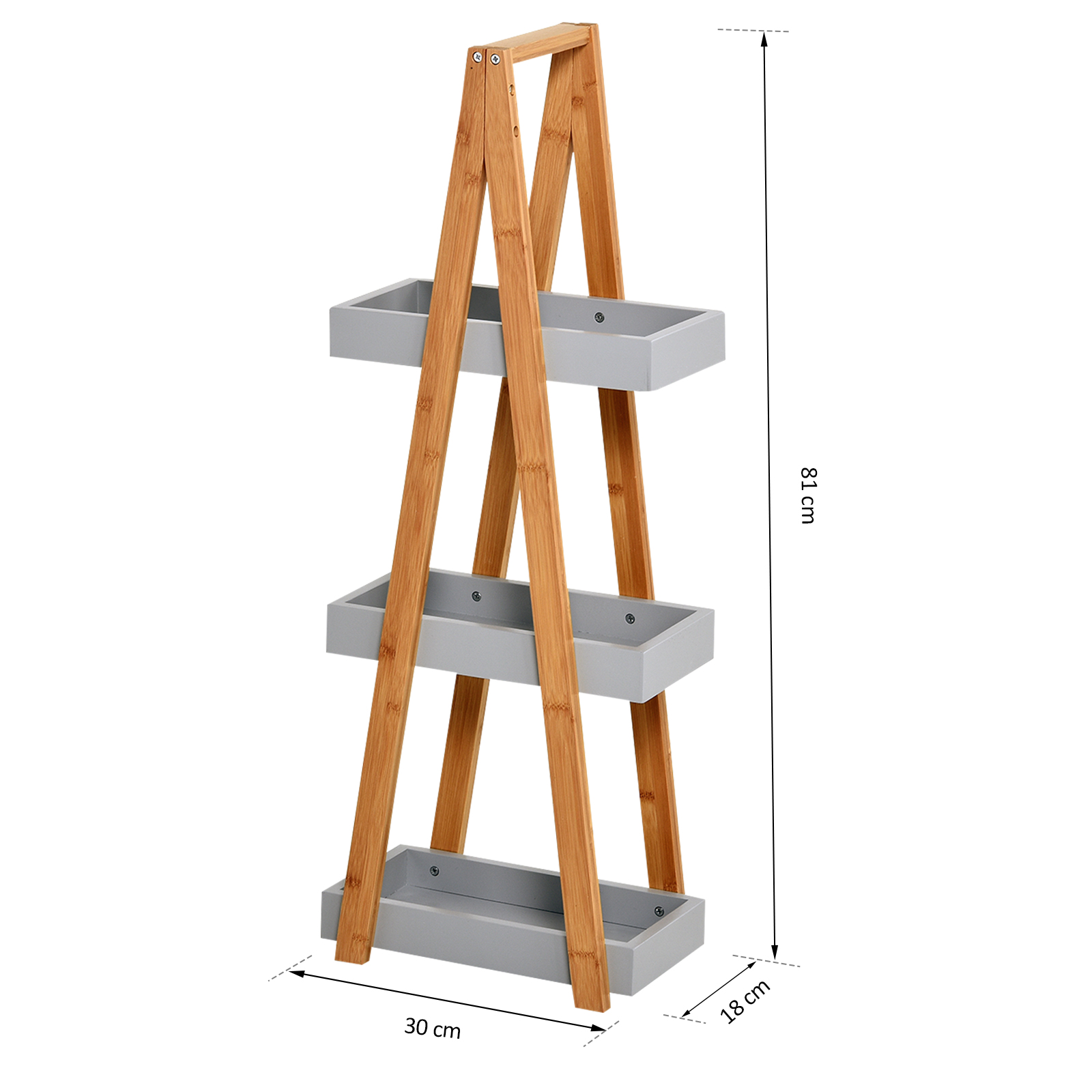  Raft pentru baie din MDF si bambus, 30x18x81cm, gri [2]