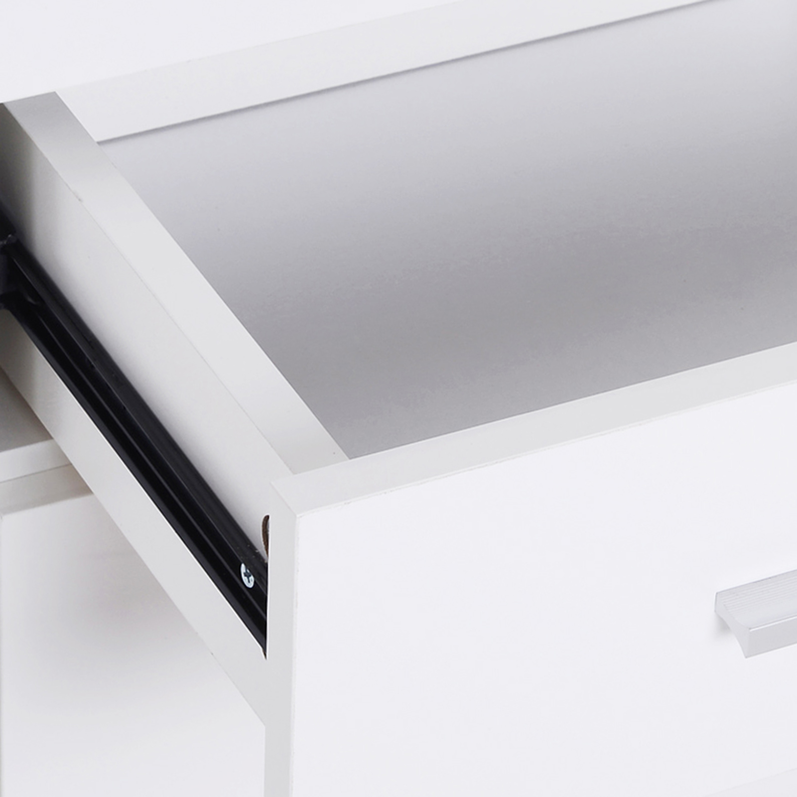  Dulapior cu 3 Usi si 2 Sertare in Lemn Granulat, Alb, 106x35x76cm [6]