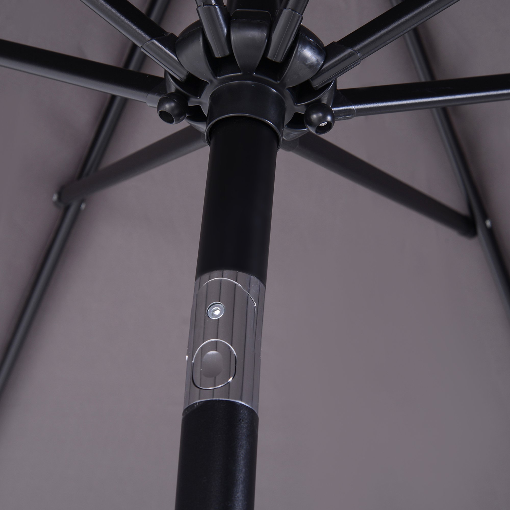  Umbrela Rotunda de 300x250cm cu Manivela si Functie de inclinare, Umbrela de Gradina, Terasa, Exterior, Metal si Poliester Gri inchis [8]